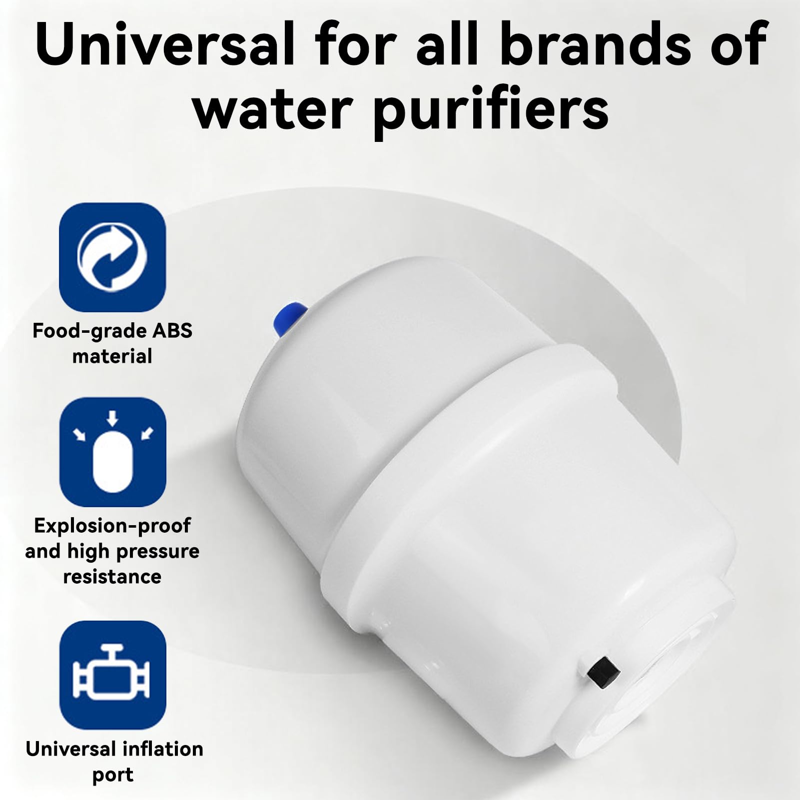 Tissting Depósito de Agua Presurizado, Tanque de Almacenamiento de 1.2-1.8 Galones/5-7L con Válvula de Bola para Sistemas de Ósmosis Inversa RO, Material ABS, Conexión Universal para Purificador Agua | Ósmosis plástico válvula tanque 1/4" incluida para si