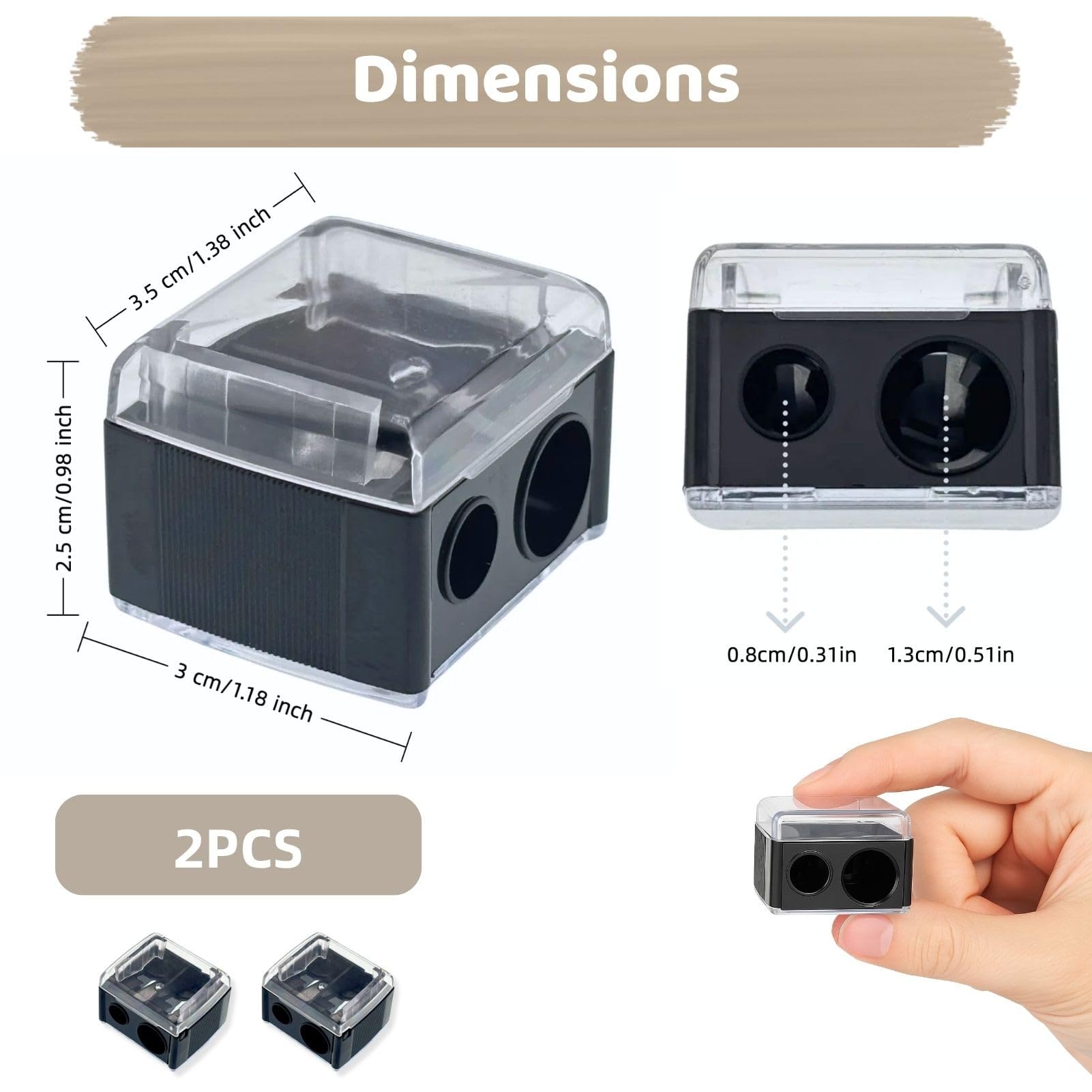 Sacapuntas Doble para Lápices Cosméticos, Sacapuntas Lápices de ojos, Herramientas de Maquillaje, Accesorios de Belleza, Afilador Profesional para Lápiz Labial y Cejas, Set de 2 Unidades
