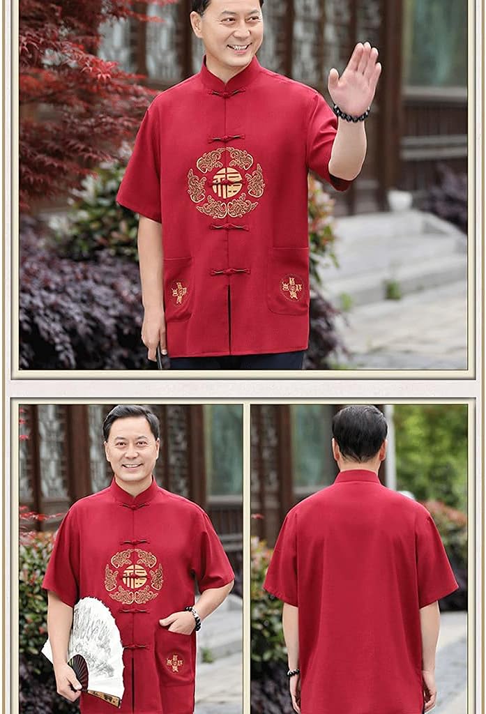 Unisex Tang Suit Chinese Traditional Clothing Kung Fu Uniform Tai Chi Clothes Cotton Blend Martial Arts Set Short Sleeve Morning Exercise Wear (Women L) (Women M)