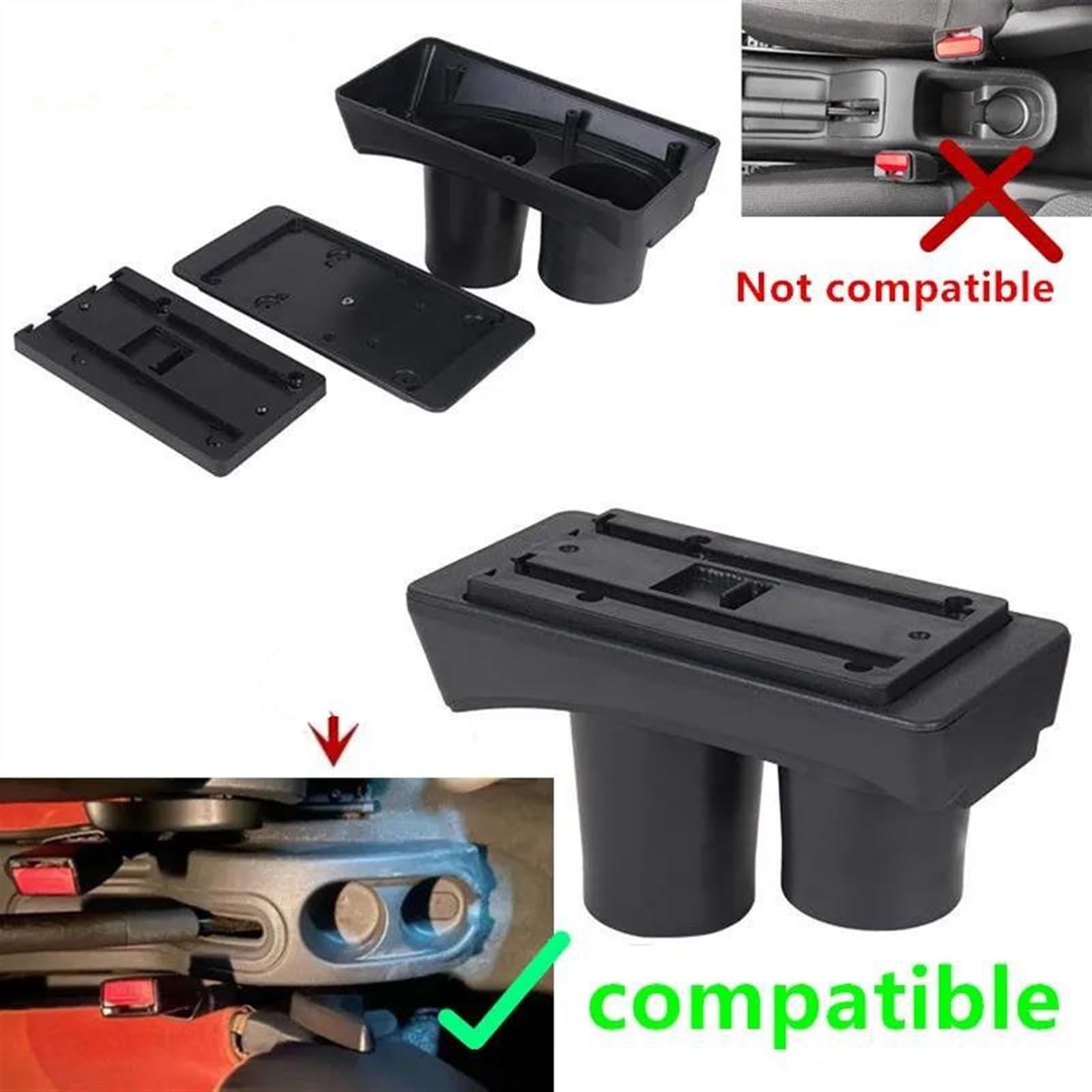 Accoudoir de Voiture Boîte De Rangement D'accoudoir De Voiture, Boîte De Rangement Intérieure Dédiée Aux Pièces De Rénovation, Accessoires De Voiture pour Citroën C2 C3(D2 Black Line 7USB)