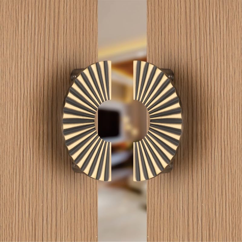 Image of COMPASS Brass 6-inch Round Shape Door Handle for Main Door and Pull-Push Handle of Home /Hotel /Office Door Hardware for Single and Double Door,RPH-103 - Pack of 1 Set (Brass Antique)