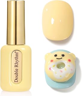 Double Rhythm 0.50 OZ Gel Polish Hema Free Same Color Same Bottle Golden Round Translucent Neutral Natural Milky 15 ML Jelly UV Polish Art DIY at Home (Cream Yellow-C1064)
