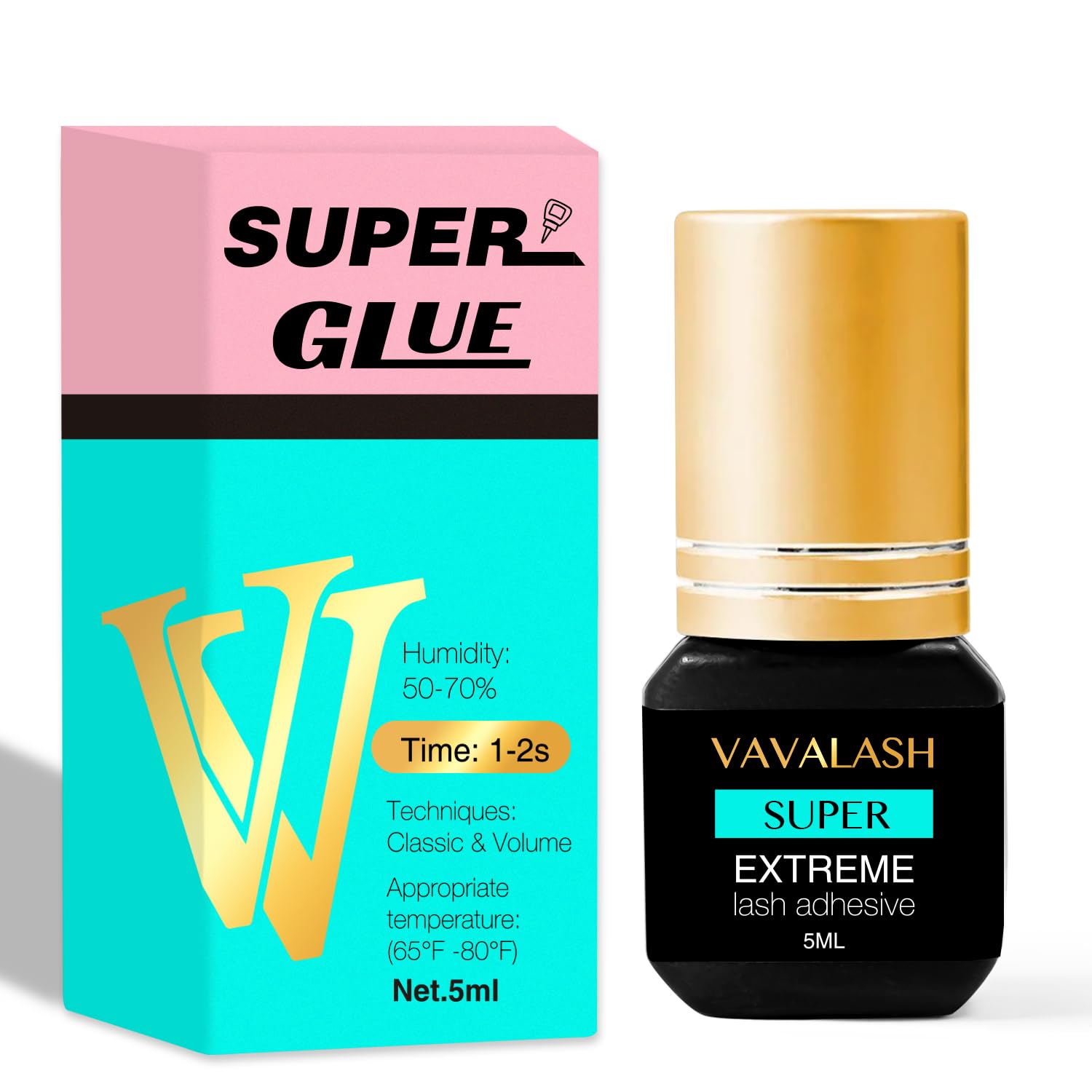 VAVALASH Eyelash Extension Glue Lash Extension Adhesive 1 Sec Drying Time Bond Lash Glue Long Lasting Black Eyelash Glue Professional Lash Artist Use
