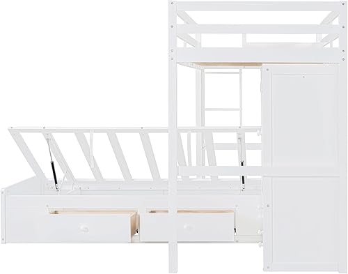 Miniatura 292 de Versatility - Litera individual sobre individual con escritorio y armario integrados, cama alta de madera maciza y plataforma independiente con