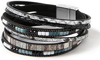 Rantanto Braid Leather Wrap Bracelet Trendy Stackable Crystal Cuff Boho Gold Heart Bracelet Jewelry Gift For Women