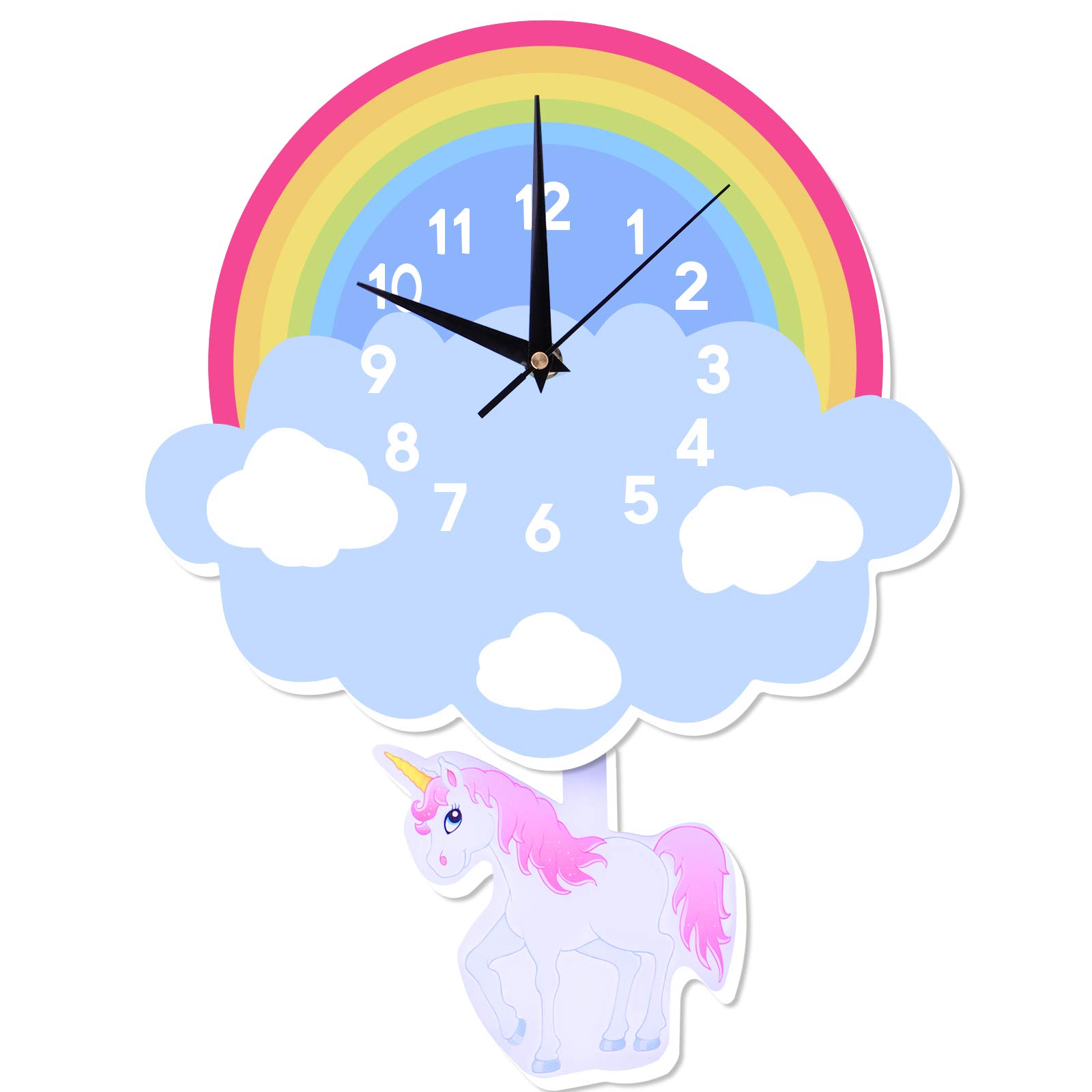 Buy Unicorn Wall Clock Kids Silent & NonTicking, 12" Pendulum Digital