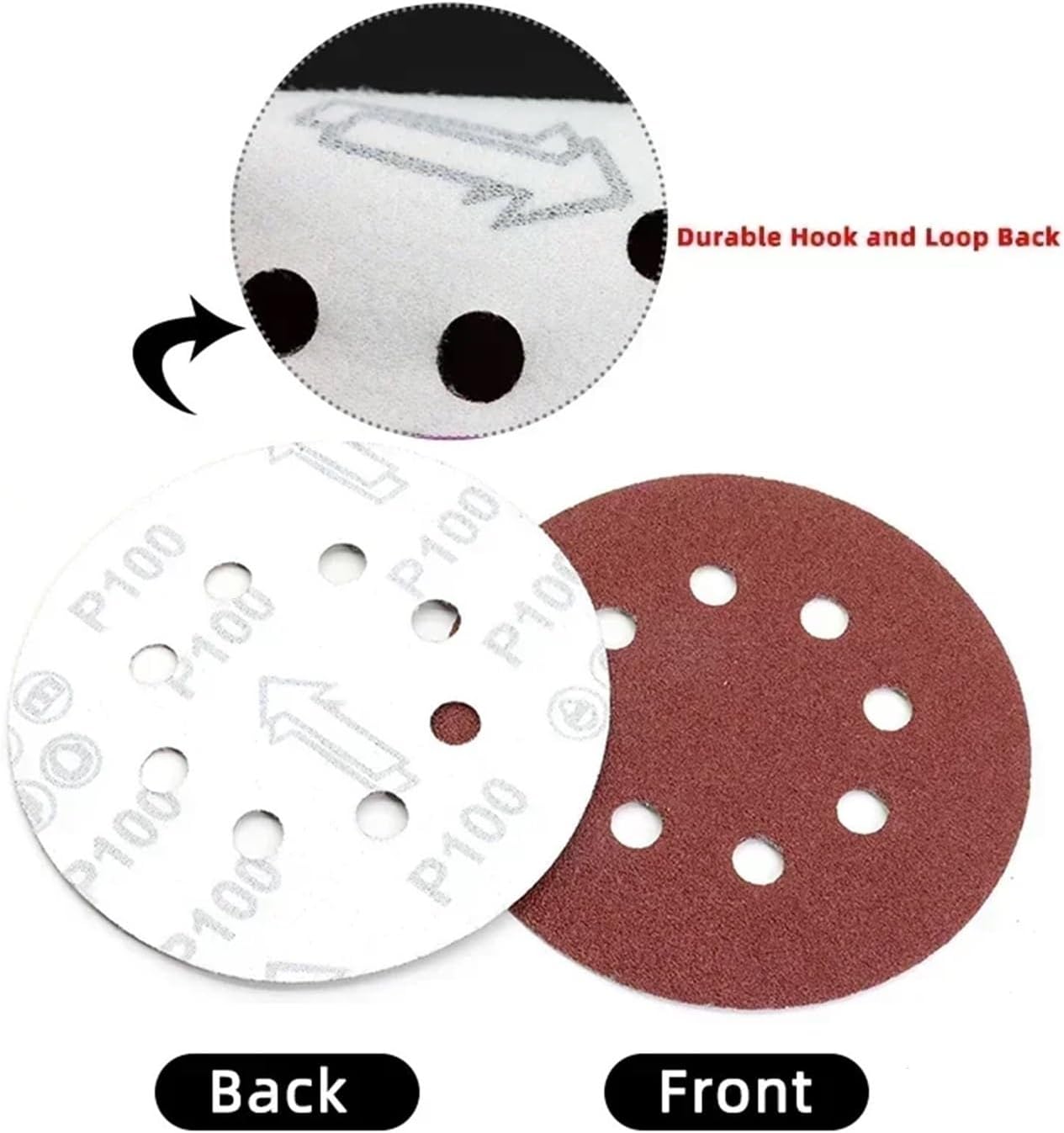 Sanding Pads, 10~100pcs Sanding Discs Hook and Loop Adhesive Sandpaper 5 Inch 8 Hole for Random Orbital Sander 60-2000 Grits Abrasive Sheets for Wood Furniture(1000 Grits,100pcs)