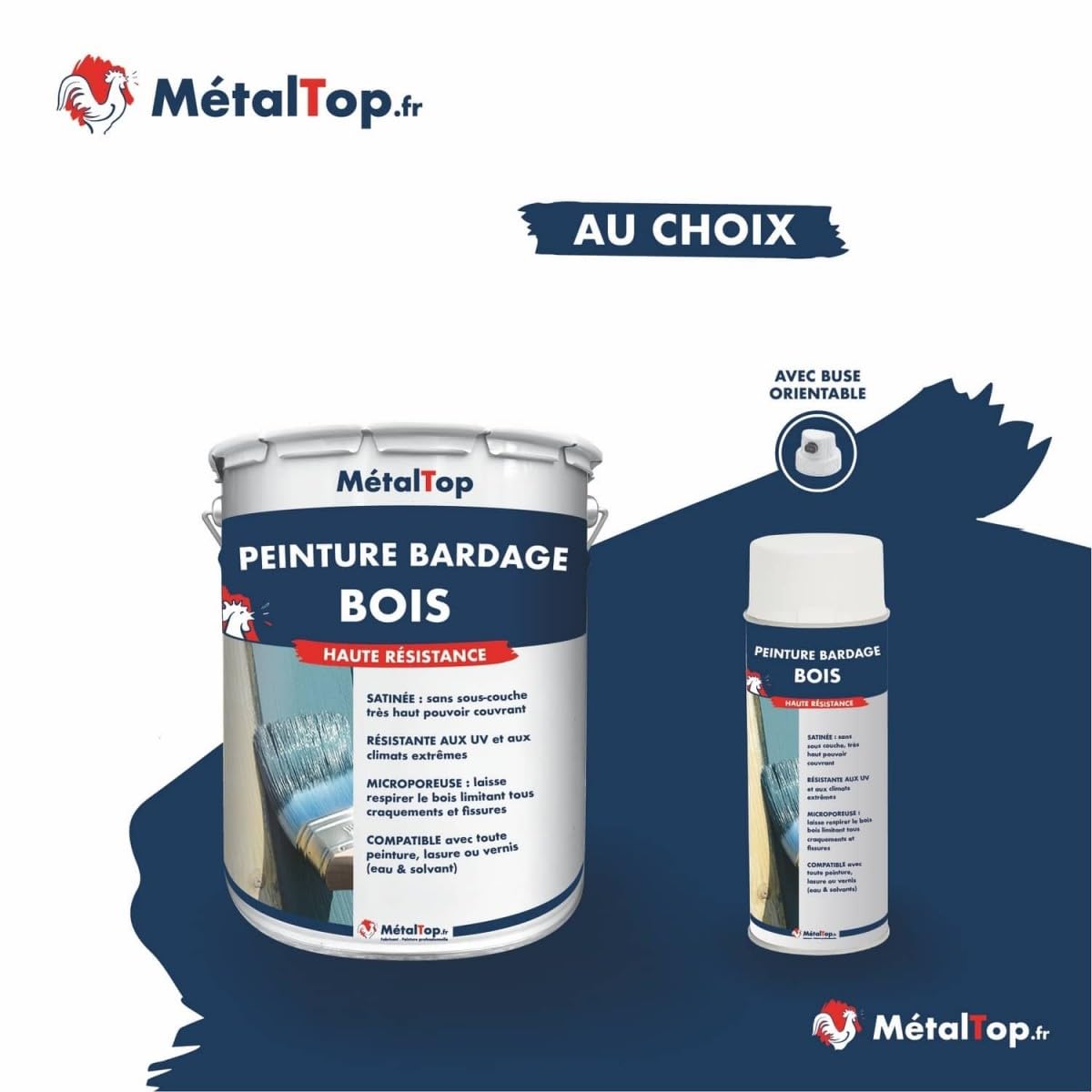 Metaltop - Peinture Bardage Bois - Gris anthracite - RAL 7016-1 L - Protection longue durée pour bois neufs ou anciens, microporeuse et résistante UV