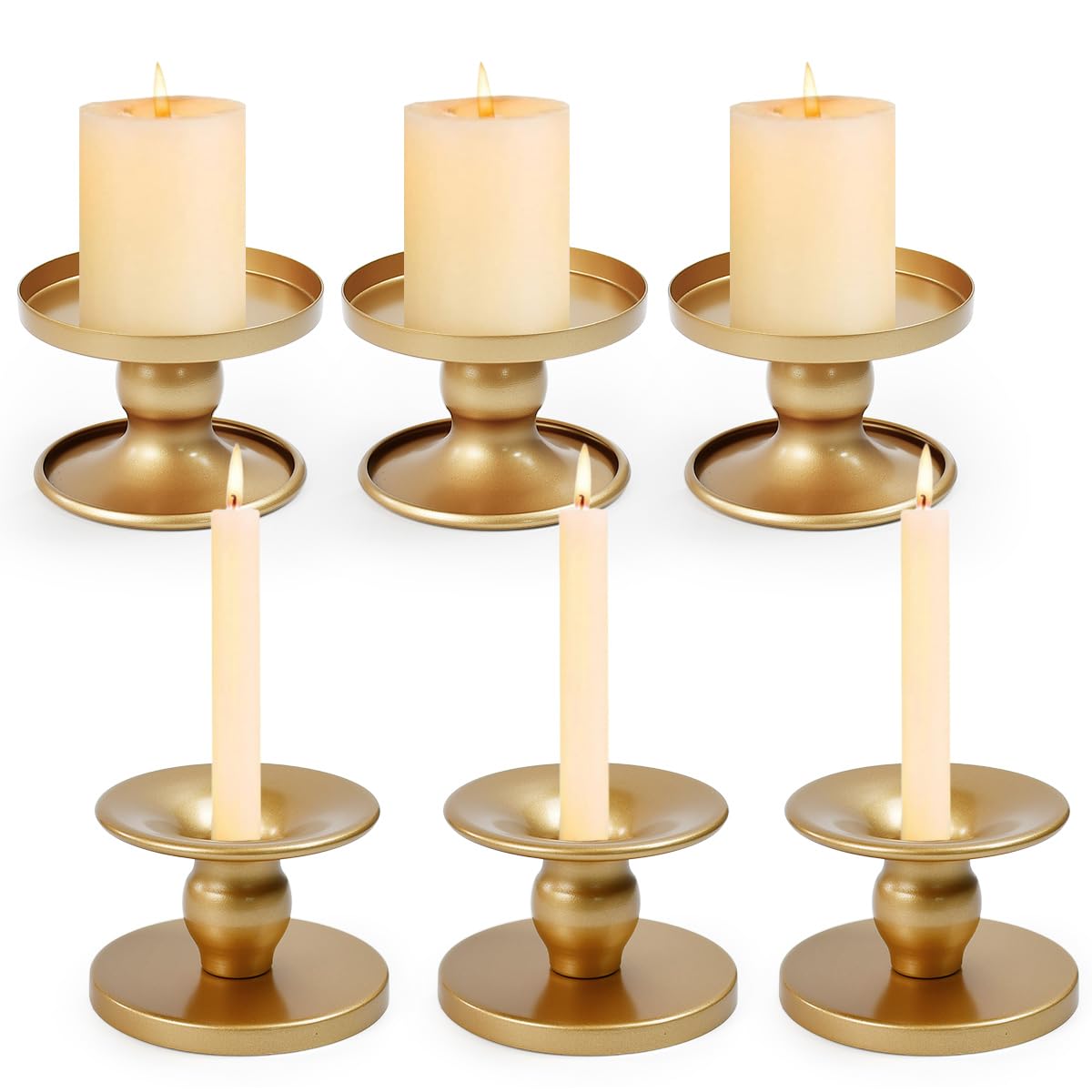 Set 30 Portacandele Dorati Per Candele Coniche - Altezze Variabili, Metallici Per Matrimoni E Decorazioni - 4