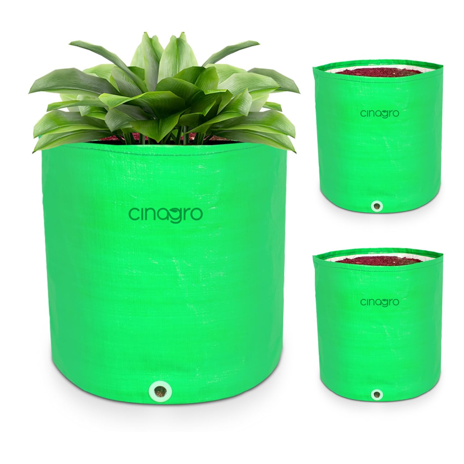 CINAGRO Grow Bags | Pack of 3 | 360 GSM, Grow Bags 15x15 inch, Plant Bags for Home Garden, Heavy Duty HDPE UV Protected Grow Bags Container Bags for Terrace & Vegetable Gardening Round Shape (Green) (B096RQSSP4) Amazon Price History, Amazon Price Tracker