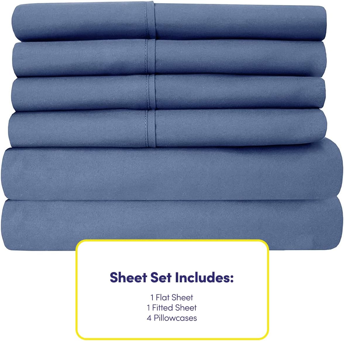 King Size Bed Sheets - 6 Piece 1500 Supreme Collection Fine Brushed Microfiber Deep Pocket King Sheet Set Bedding - 2 Extra Pillow Cases, Great Value, King, Denim - Image 4