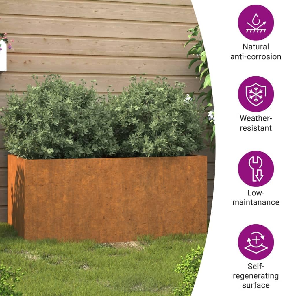 vidaXL Jardinière, Pot de Fleurs de Jardin, Bac à Plantes de Terrasse, Boîte de Plantation d'Extérieur pour Légumes Herbes, Acier Corten