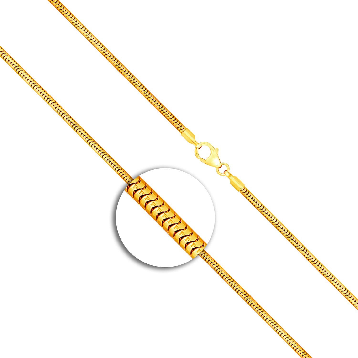 EDELIND Cadena Oro Mujer Hombre 1.9 mm 8 14 18K Oro Amarillo Cadena Cola de Topo/Cola de Ratón/Serpiente de 34 a 100cm Collar de Oro con Caja de Regalo de Joyería