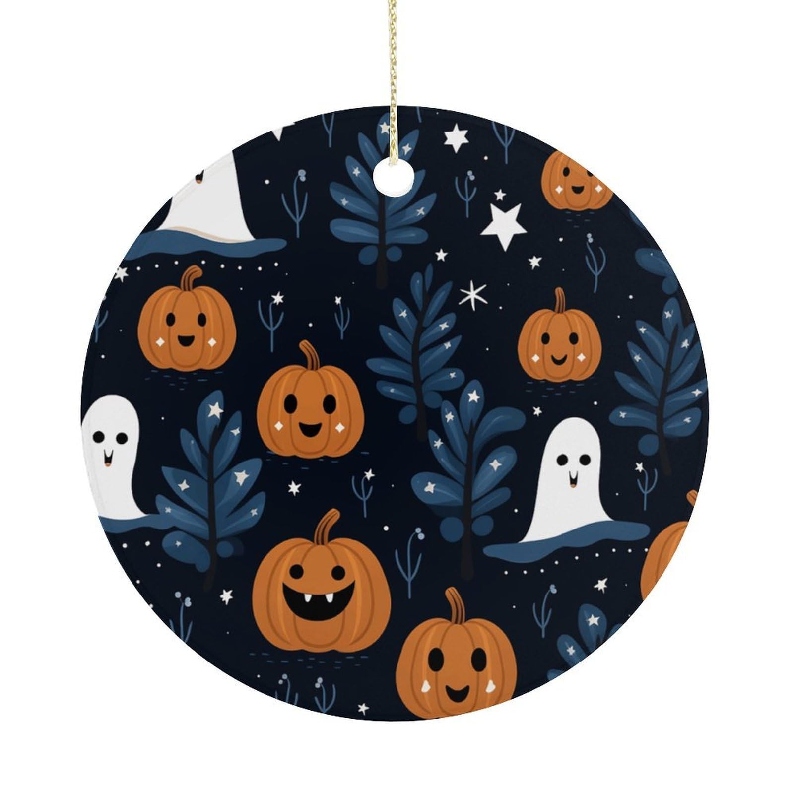 Cartoon Pumpkin Head Christmas Ornaments Colorful Round Ceramic Ornament Christmas Hanging Decor Christmas Tree Decorations Xmas Keepsake for Women Men Xmas Holiday Party