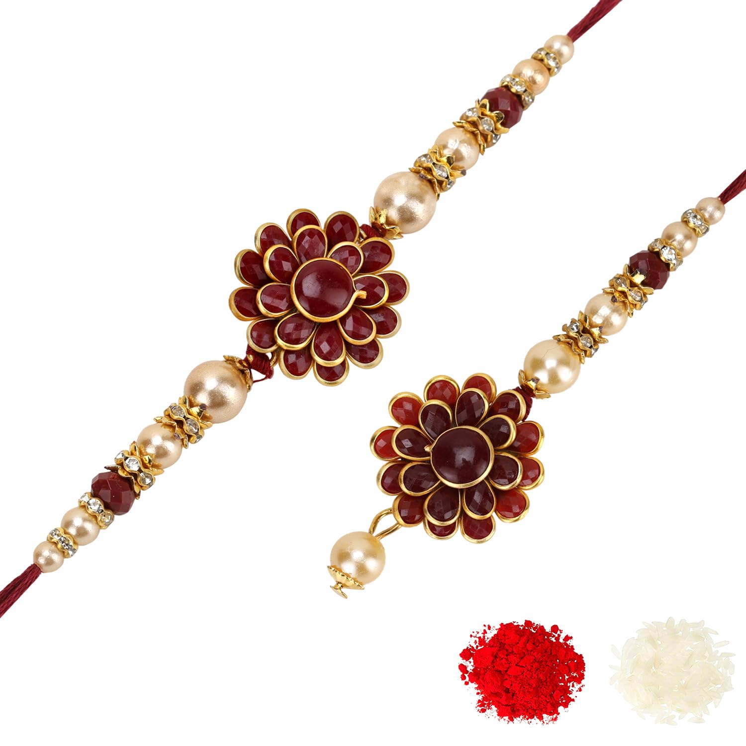 Riddhika Ventures Elegant Traditional Gold Plated Bhaiya Bhabhi Rakhi Set with