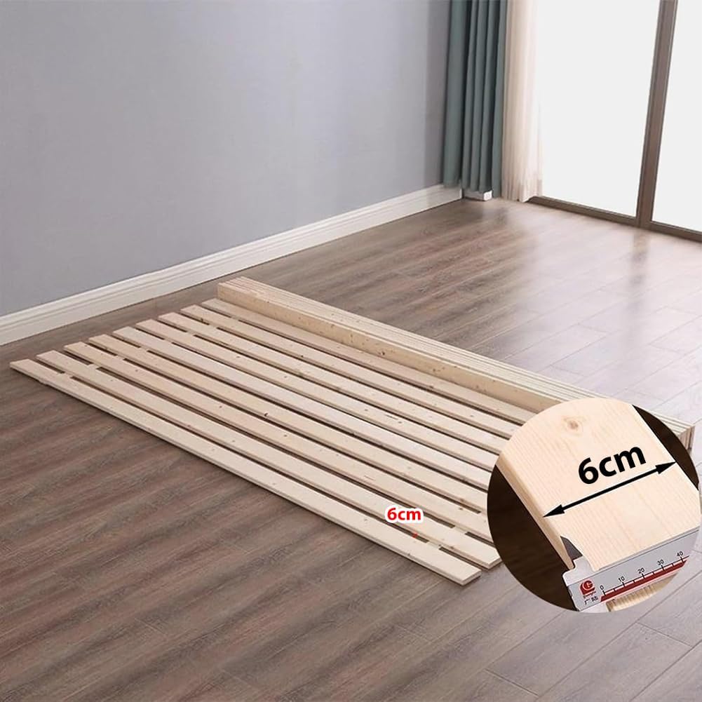 Japanese Floor Mattress, Roll-Up Foldable Bed Slats for Supportive Bed Frame, Heavy-Duty Wood, Breathable Comfort for Improved Sleep and Back, Queen/King/King Size,A 120x200cm