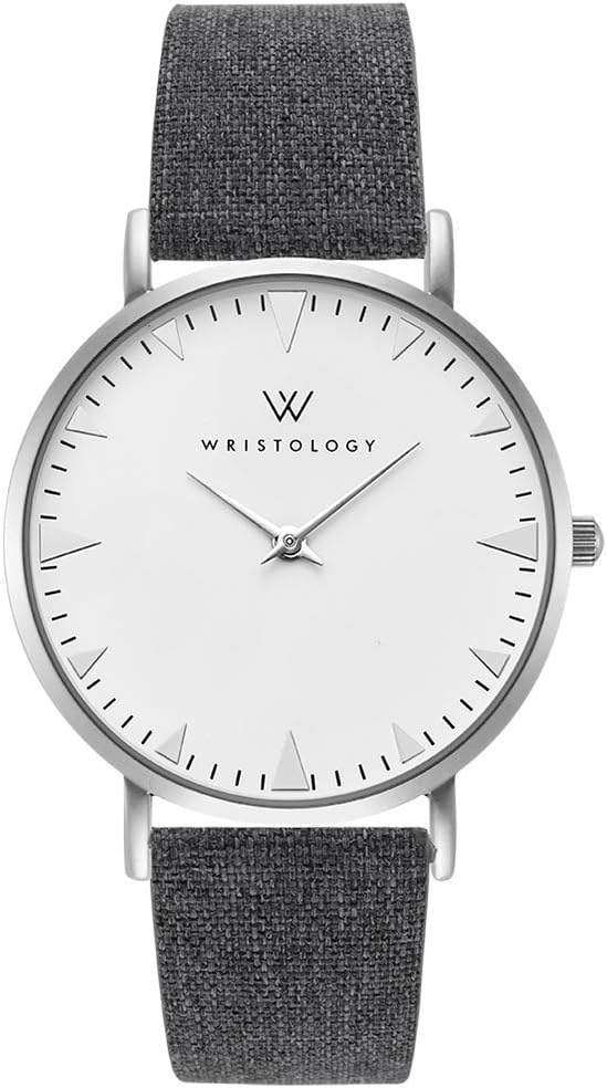 WRISTOLOGY Stella Womens Watch Silver Boyfriend Ladies Grey Tweed Leather Strap Band
