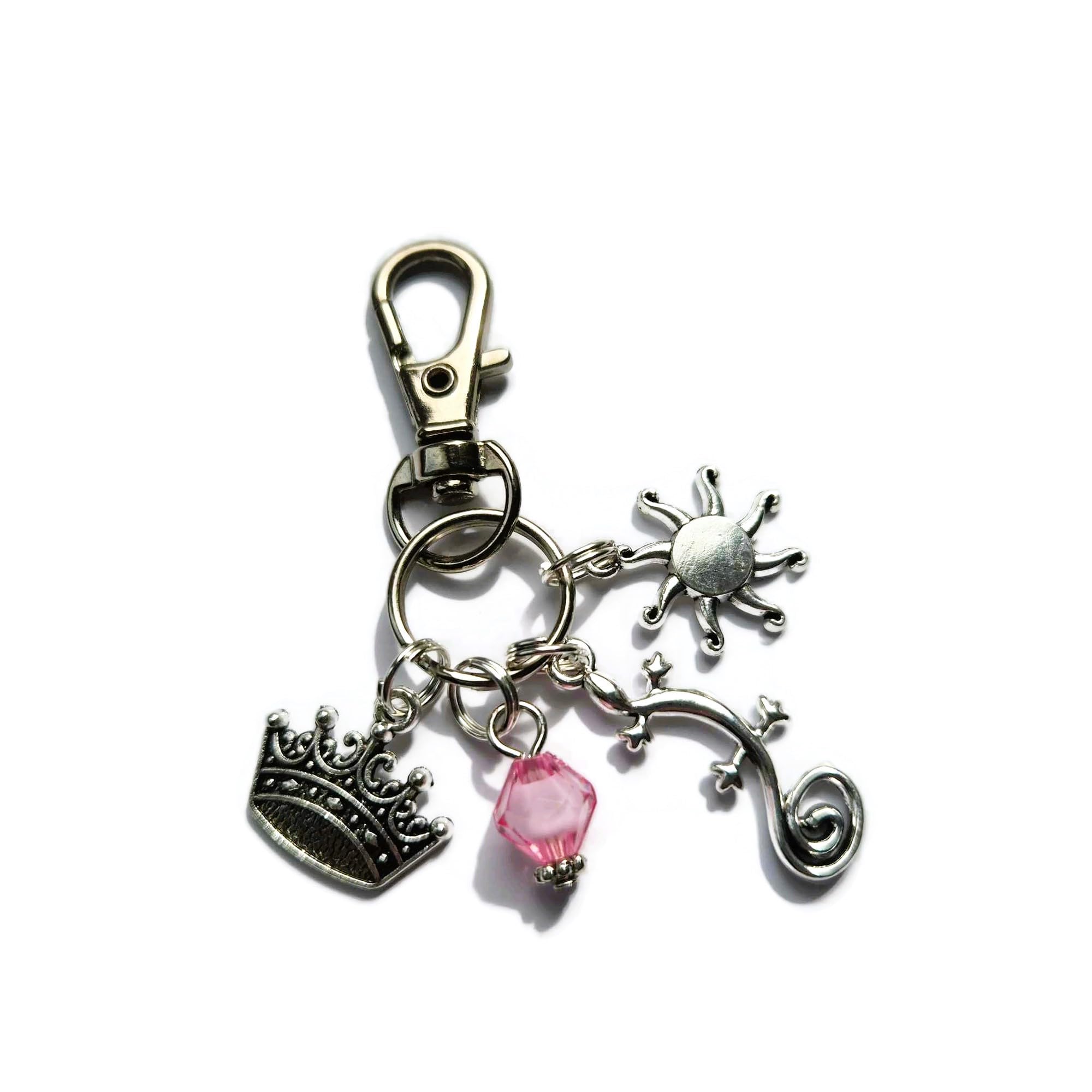 Princess themed Rapunzel charm bag clip keyring gift, Tangled Xmas stocking fillers, Princess birthday present party bag favors