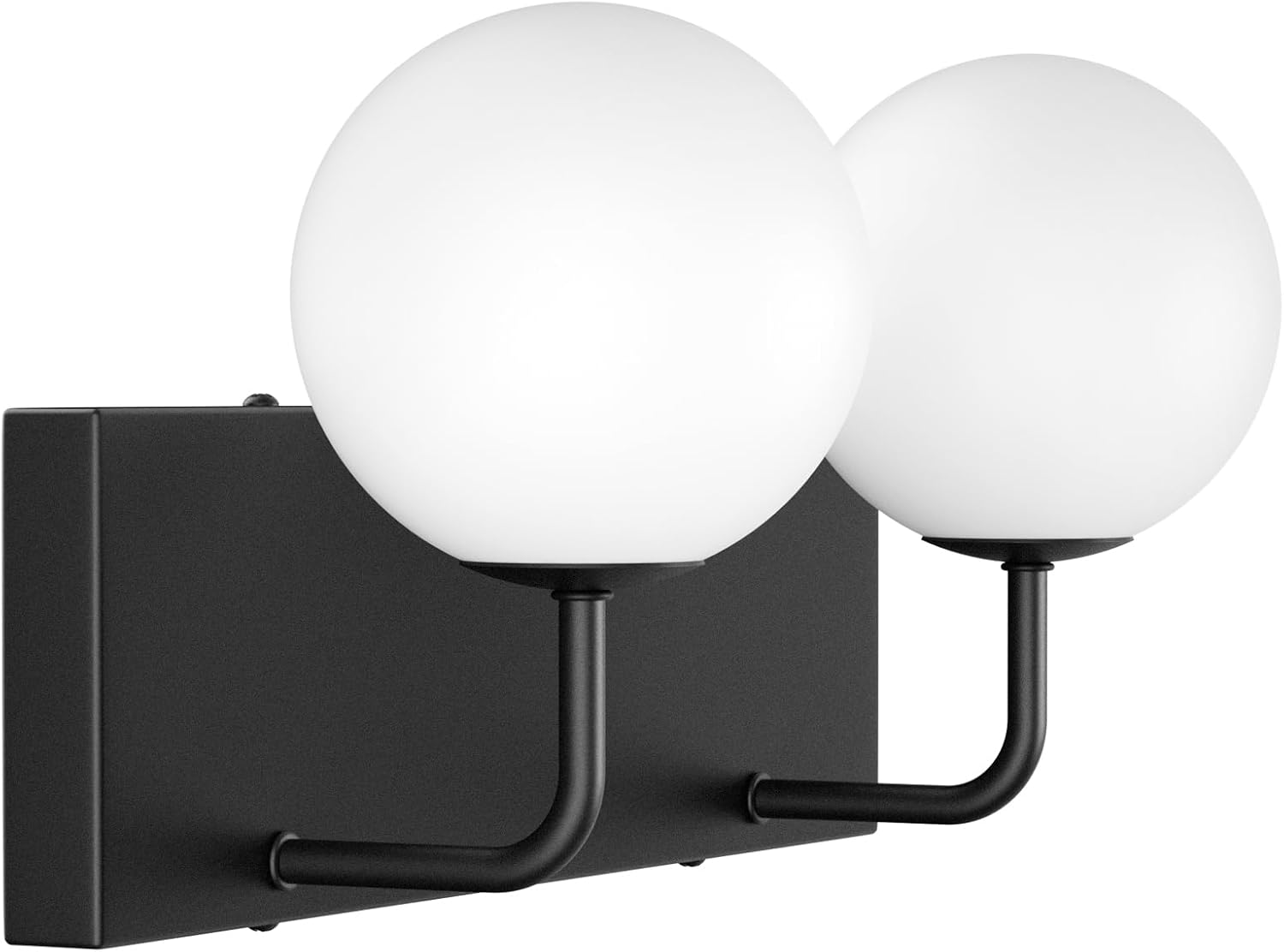 Tipace Black Vanity Light Fixtures, 2-Light Modern Bathroom Light Over Mirror with White Milk White Globe Glass for Bathroom (Exclude Bulb)