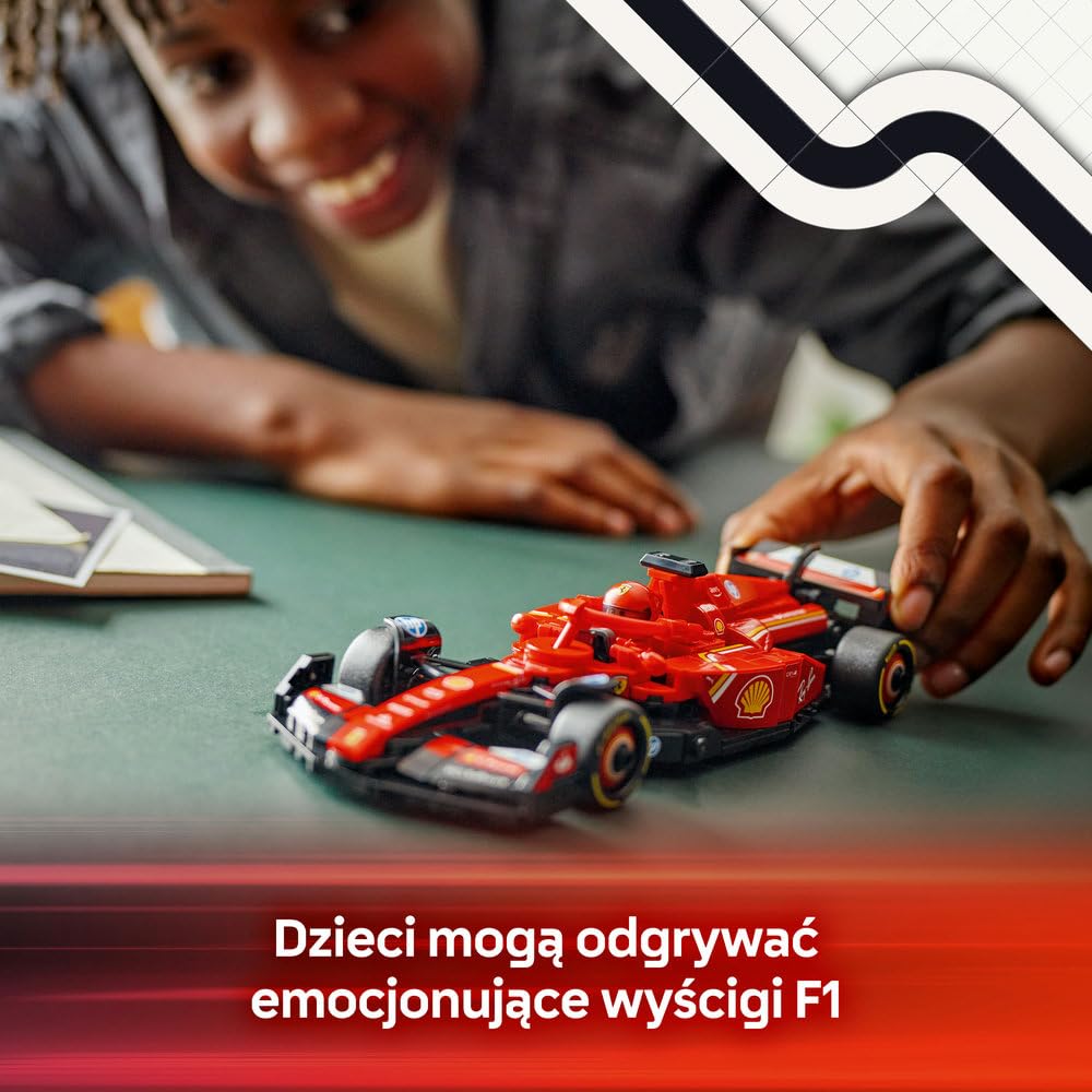 LEGO Speed Champions Bolid F1 Ferrari SF-24, Model Pojazdu, Zabawka dla Dziecka do Zbudowania, Zestaw Konstrukcyjny z Minifigurką Kierowcy, Pomysł na Prezent dla 10-latka, Chłopca i Dziewczynki 77242