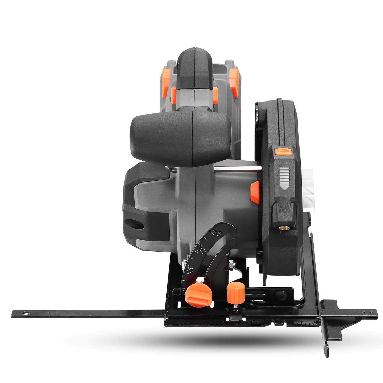FUXTEC Akumulatorowa ręczna pilarka tarczowa 20 V FX-E1CS20-SET – brzeszczot Ø 165 mm / głębokość cięcia 38-55 mm / regulacja kąta cięcia – piła tarczowa w zestawie akumulator litowo-jonowy i ładowarka