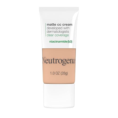 Neutrogena Clear Coverage - Crema de CC mate impecable, cobertura completa, correctora de color, maquillaje facial con niacinamida (b3),