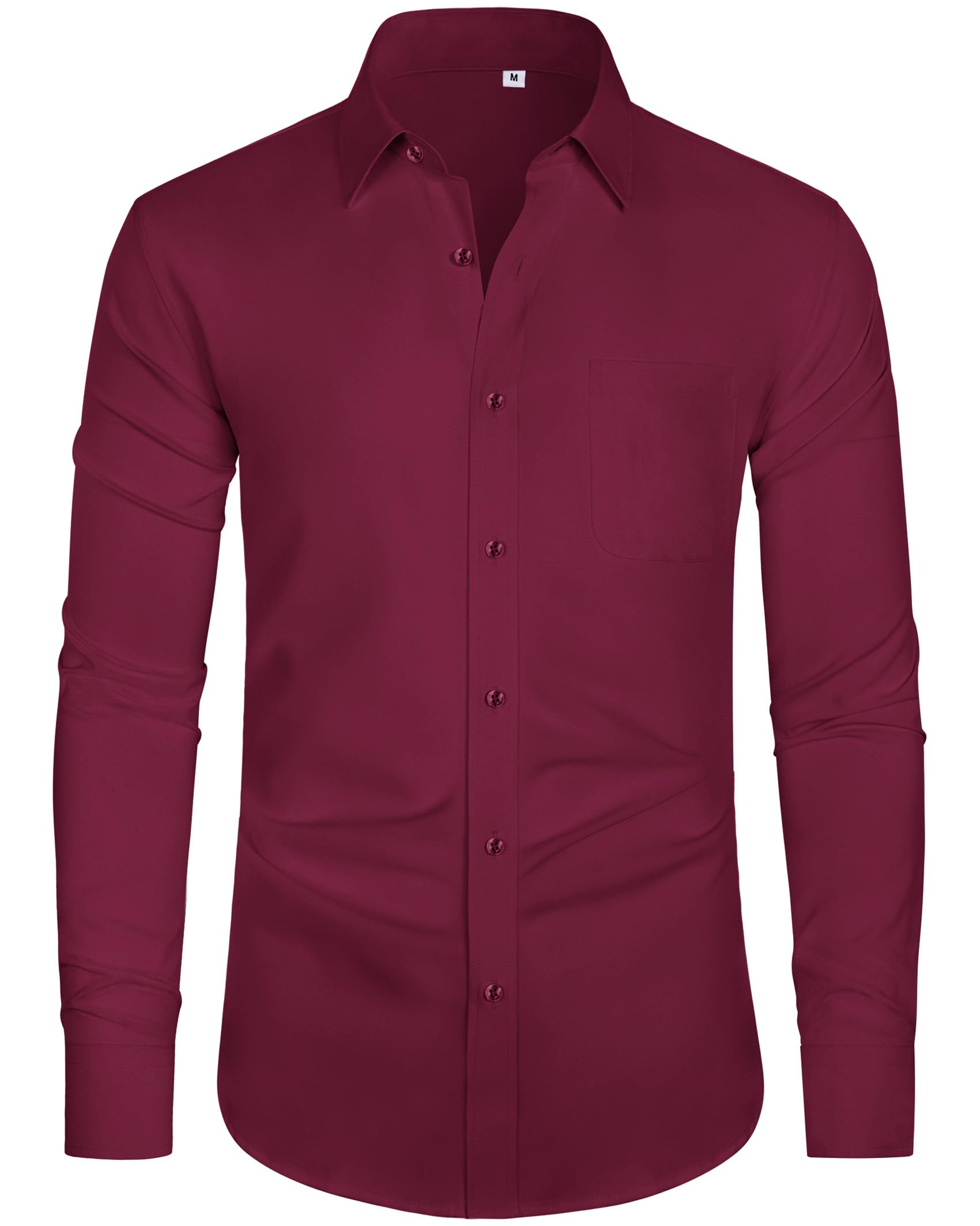 J.VER Hemd Herren Langarm Businesshemden Knitterfreies Stretchhemd Regular Fit Freizeithemden Bügelleichtes Unifarben Anzughemd