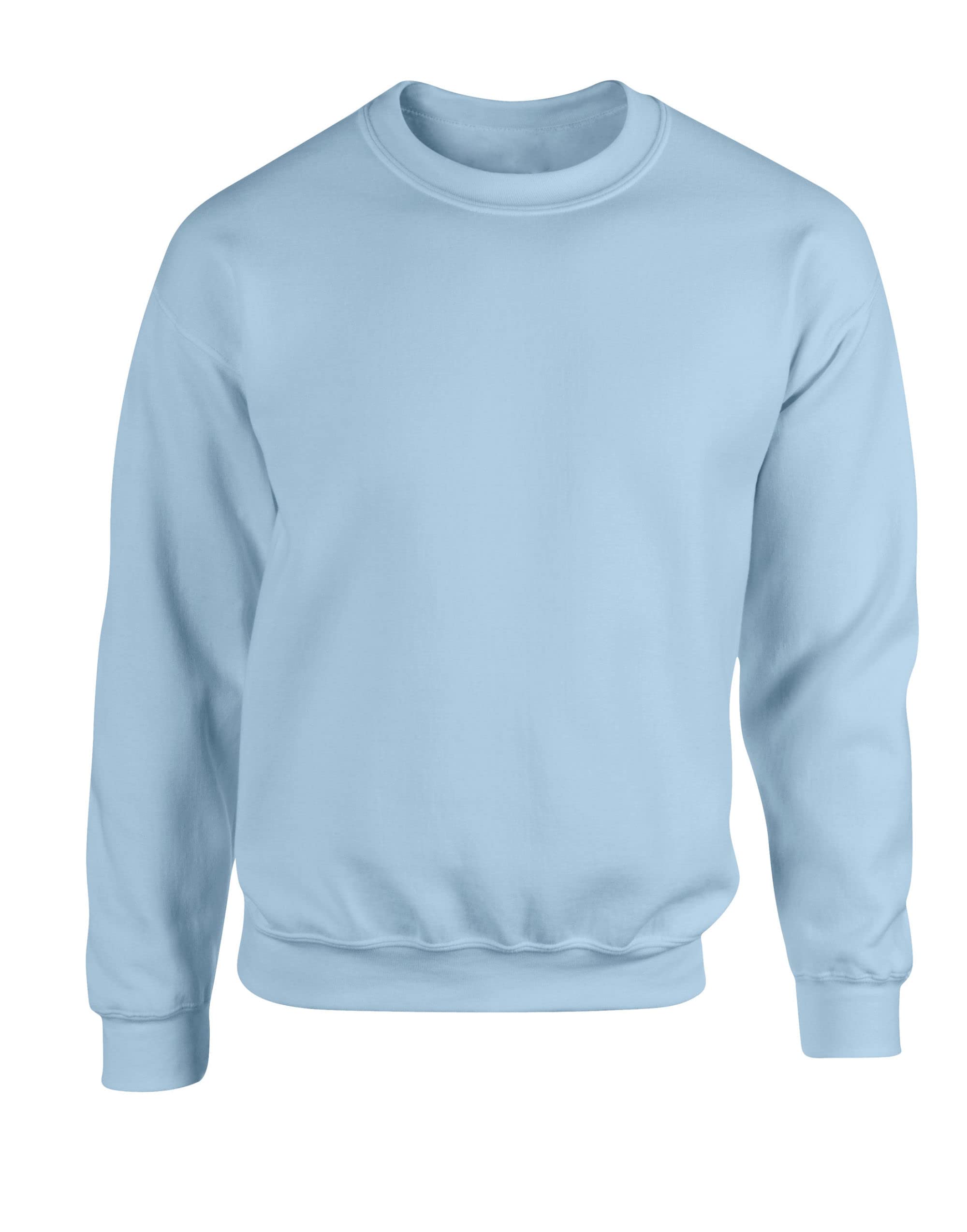 Aremie Men's Light Blue Sweatshirts, Plain Crew Neck Pullover Jumper, Brushed Fleece Lined Sweat Top, Baby Blue, 2XL
