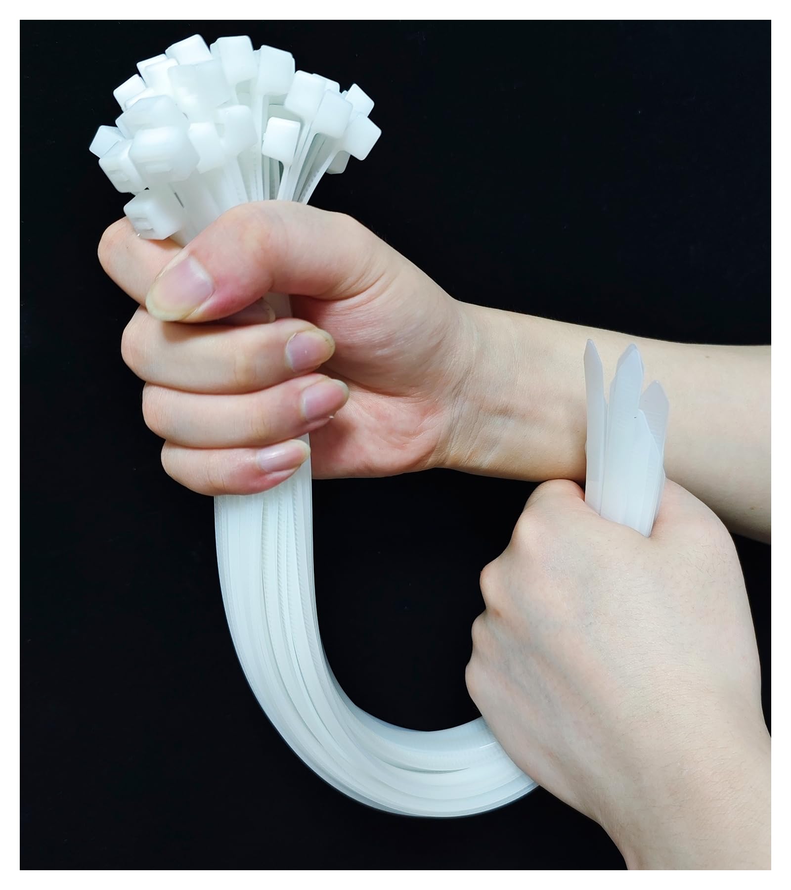 Menylon Long Cable Ties Heavy Duty 8.8mm x 450mm, 50 Pack White Extra Strong Zip Ties Clear, 175lbs Tensile Strength with UV Resistant, Nylon Plastic Self Locking Large Cable Wrap