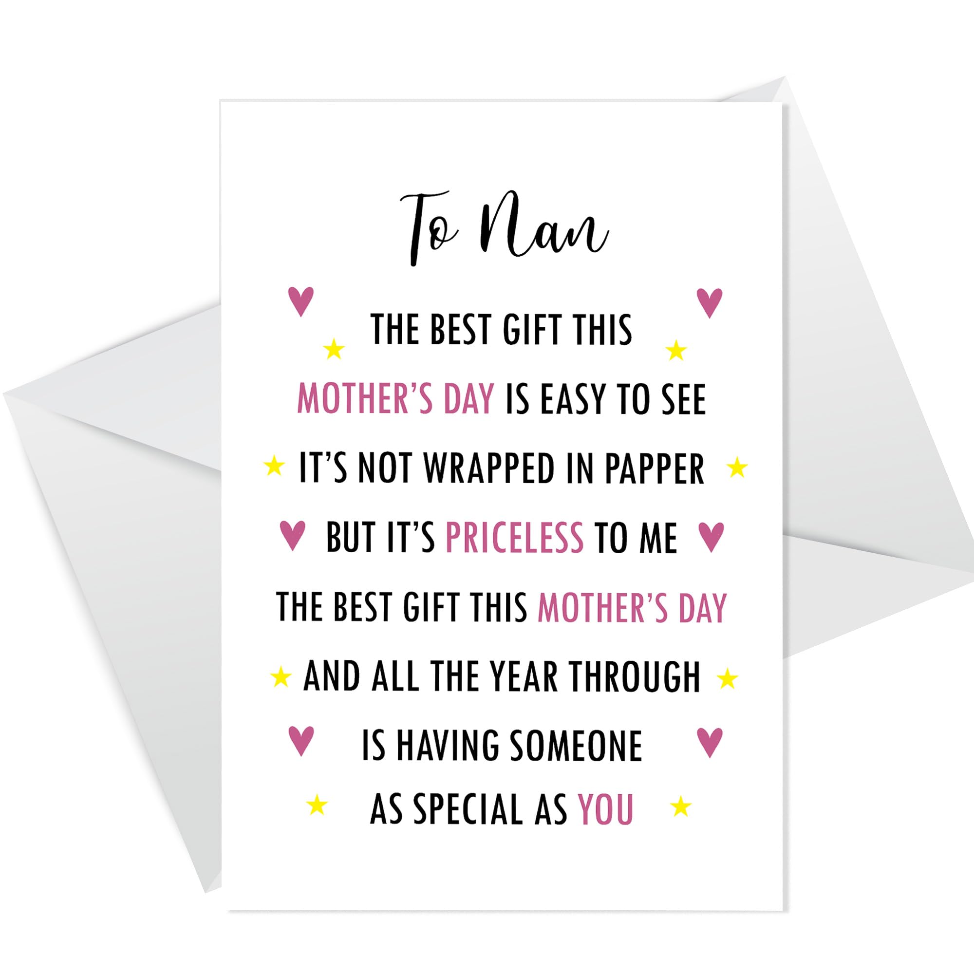 RED OCEAN Mothers Day Card For Nan, Nan Cards, Card For Her, Mothers Day Card With Envelope, Special Card For Nan, Nan Thank You Card, Card From Granddaughter Grandson, Greetings Cards