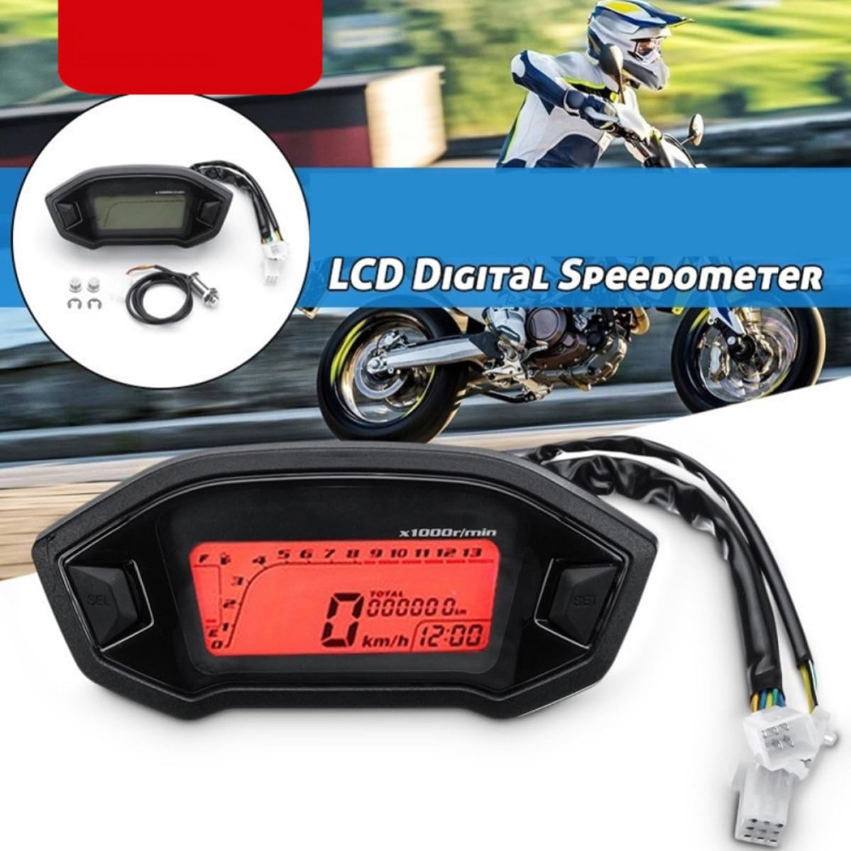 Velocímetro Digital LCD 12 V Odómetro para Motocicleta