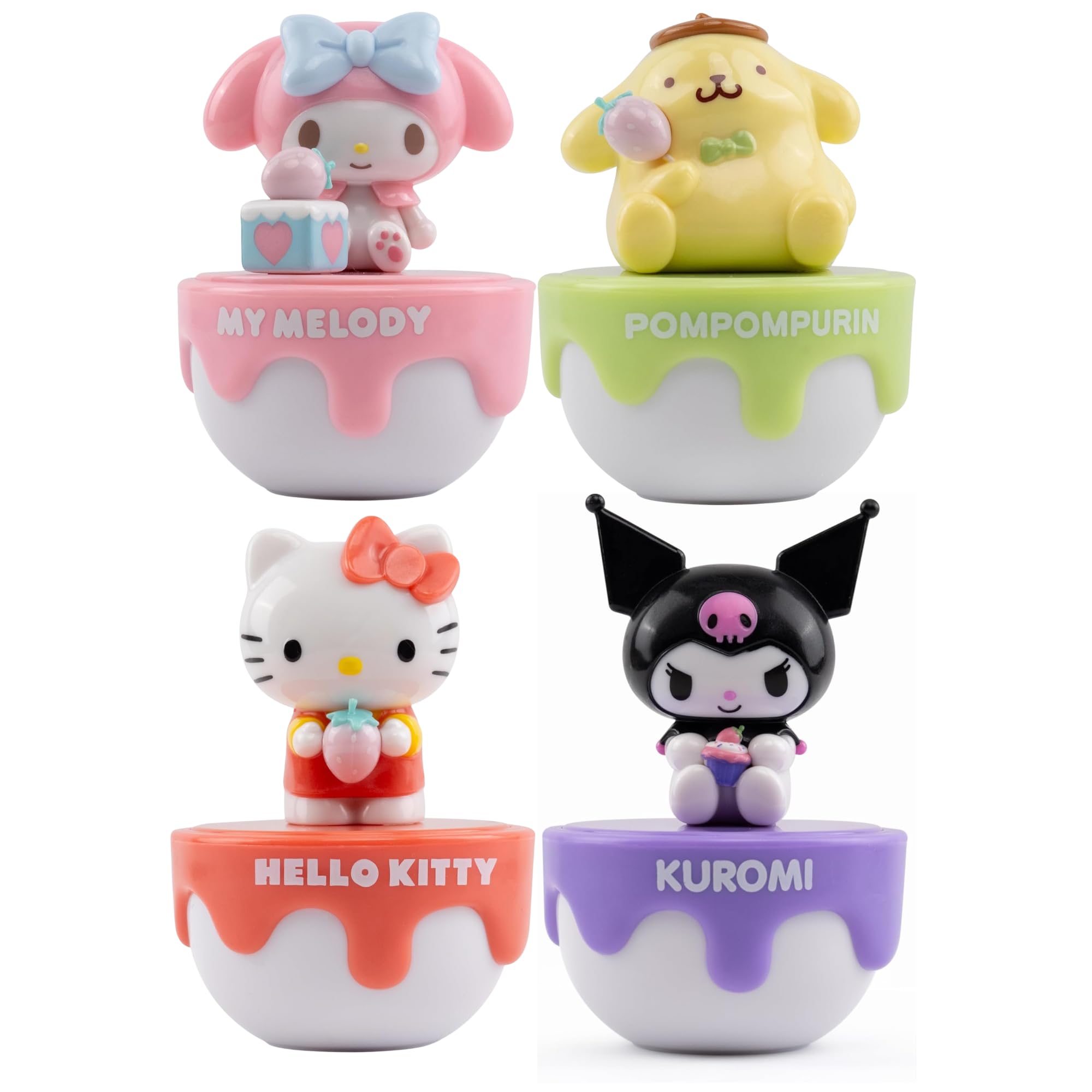 Hello Kitty Action Figure, Blind Bag, Flasheez, Erasers & Slime Bundles - (Strawberry Cake Surprise Figures - Set of 4) — image 1