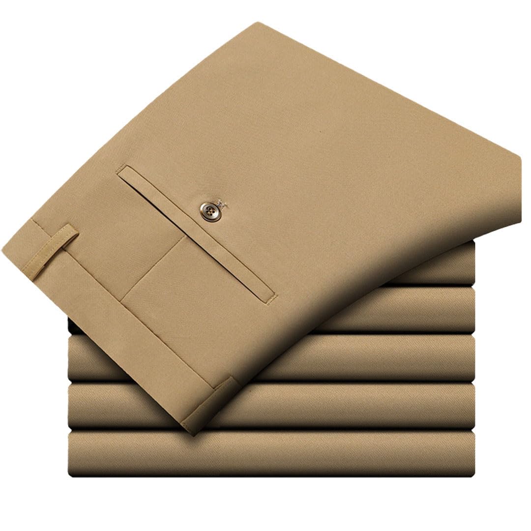Vogrtcc Pantalones De Traje para Hombre, Pantalones De Traje Informales De Negocios, Pantalones Formales Rectos Elásticos