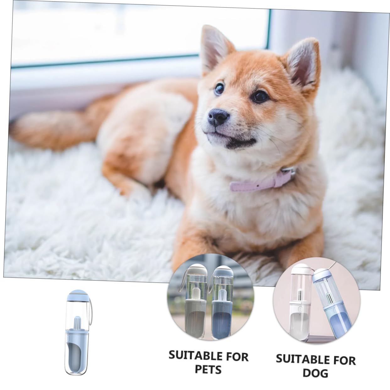 Happyyami Borraccia Portatile per Cani e Gatti 330ml, Design a U, di Perdite, Uso Sola Mano, per Uscire