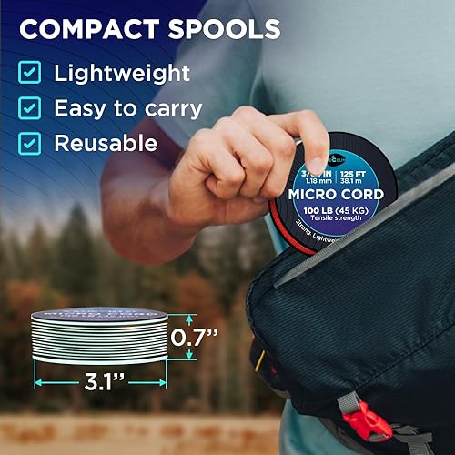 Miniatura 19 de TECEUM Micro Paracord – 0.046 in x 125 pies – Micro cable de utilidad – Cuerda de paracaídas trenzada fina – Lo mejor para manualidades, proyectos