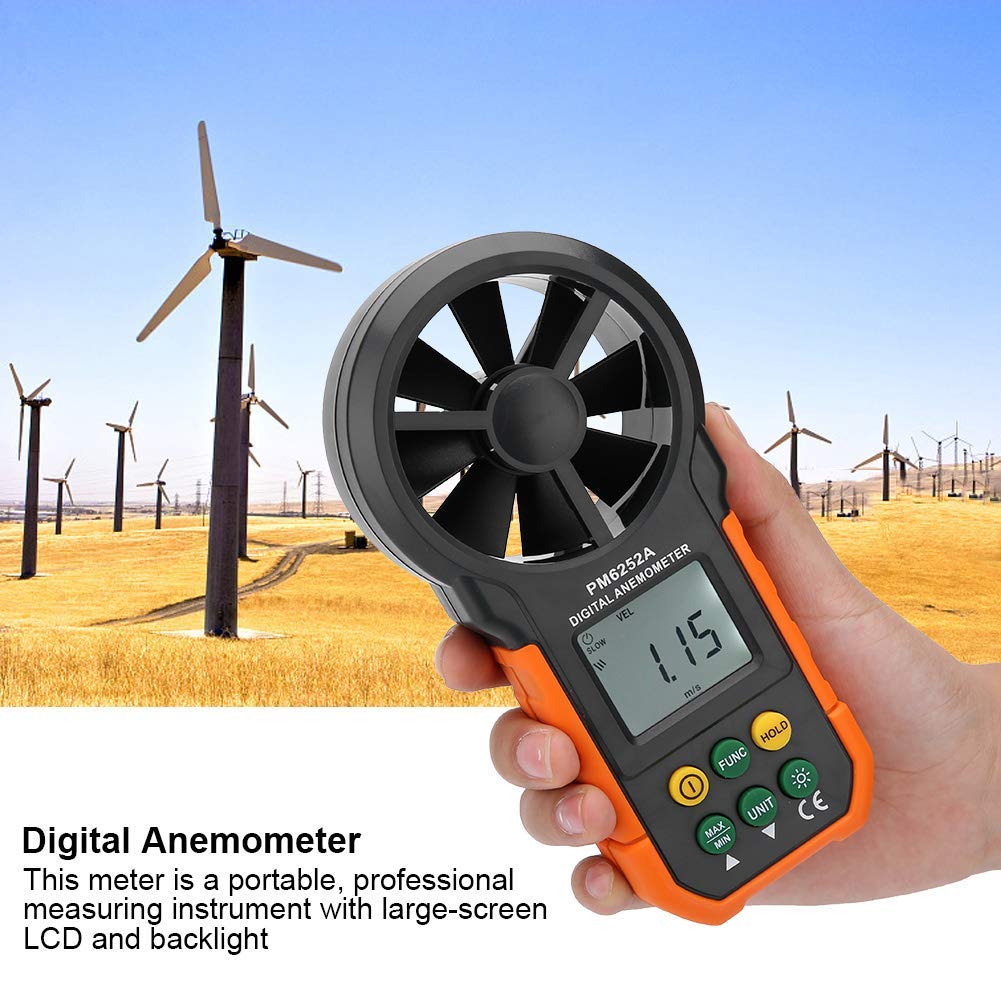 Anémomètre Portable Vent PM6252A - Peakmeter PM Anémomètre Numérique - Testeur de Volume d’Air