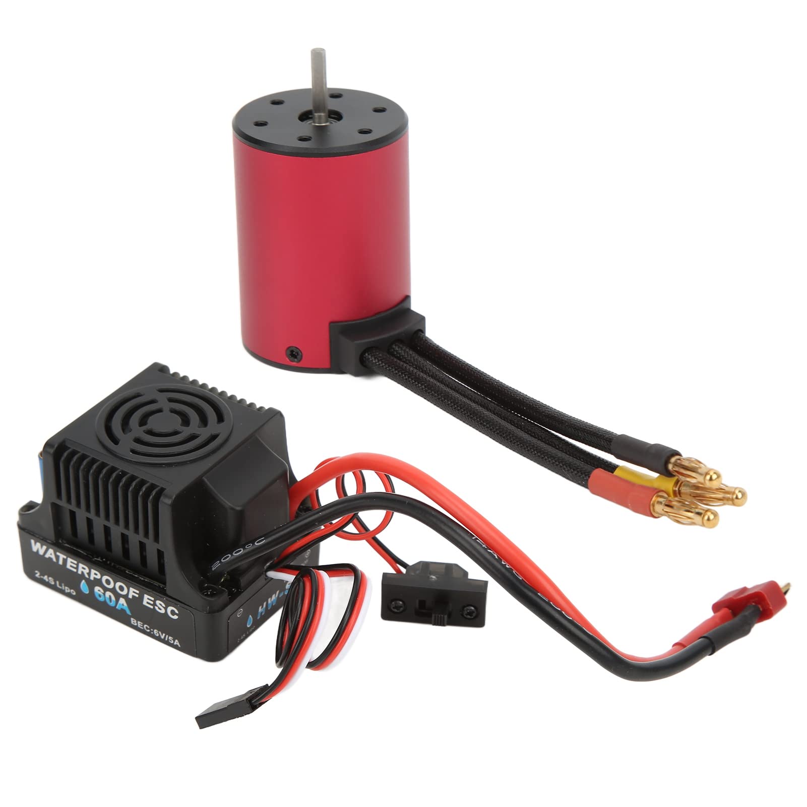 Silnik Bezszczotkowy z 60A ESC do Samochodów RC w Skali 1/10 | Wysoki moment obrotowy, wodoodporne, aluminiowe i miedziane materiały, odpowiednie do wyścigów