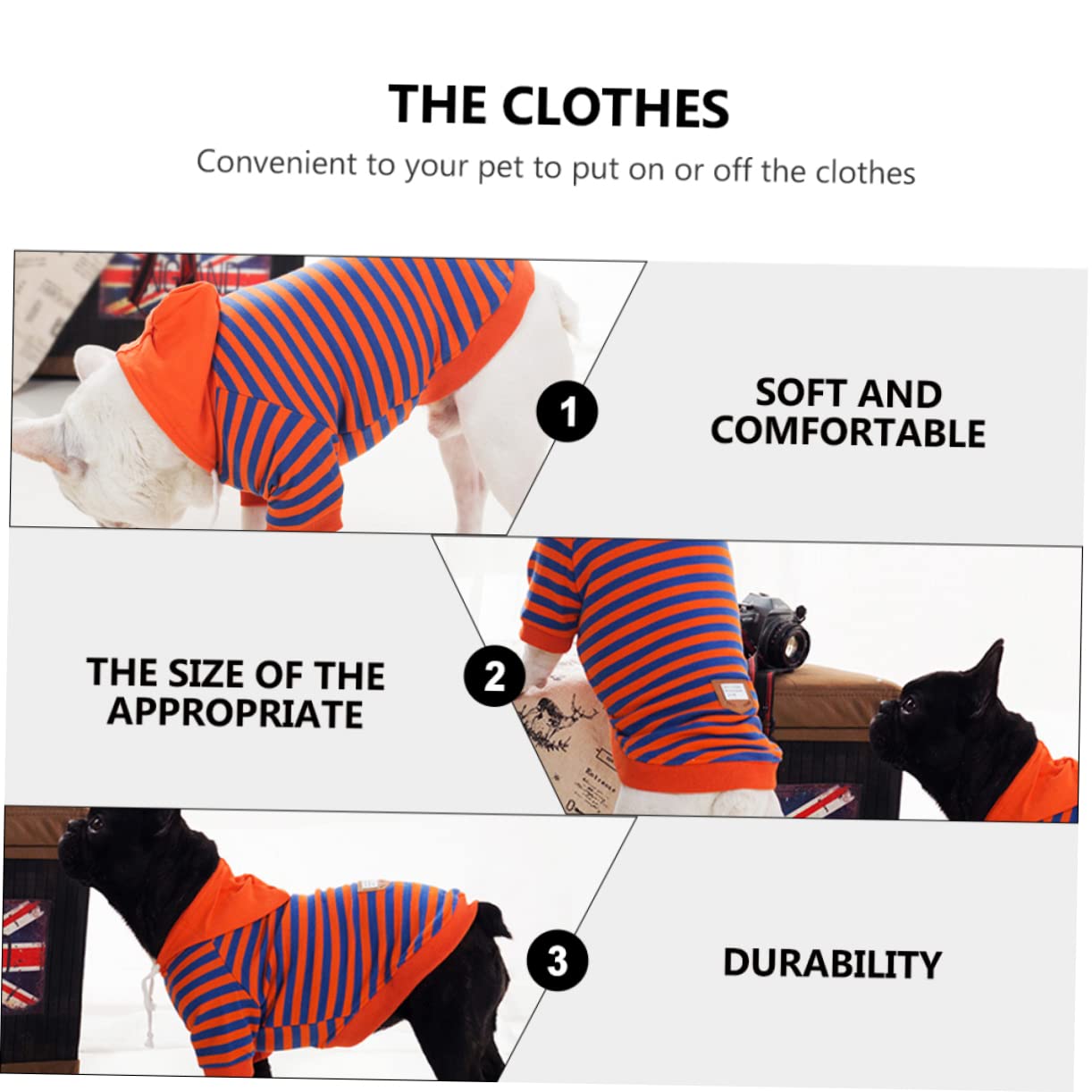 Beaupretty 3piezas Camisa Rayas para Perros Pequeños Pijama Transpirable De Algodón Ropa De Mascota para Ocasiones Especiales y Actividades Al Aire