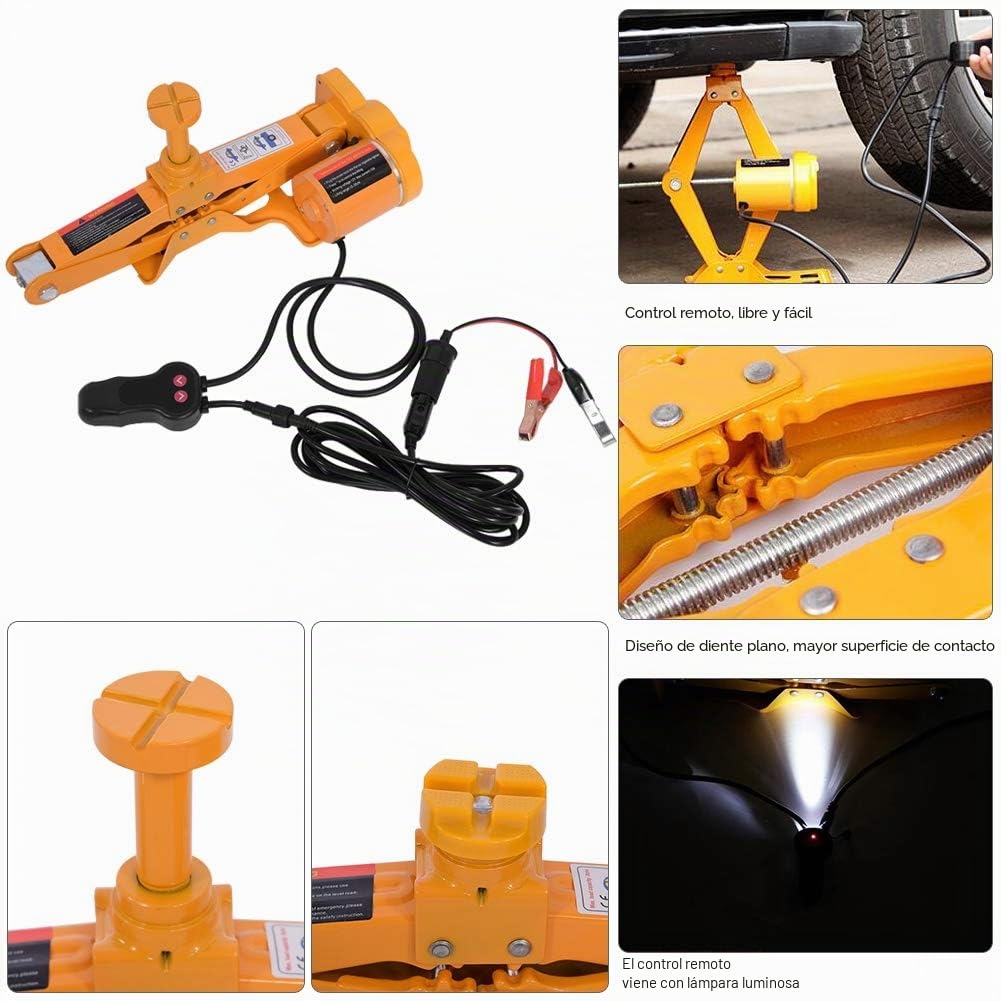Gato hidráulico eléctrico 3T, DC 12 V, gato de tijera eléctrico con control, gato hidráulico portátil de 3 toneladas para SUV, furgonetas, garaje y equipo de emergencia, cambio de neumáticos de