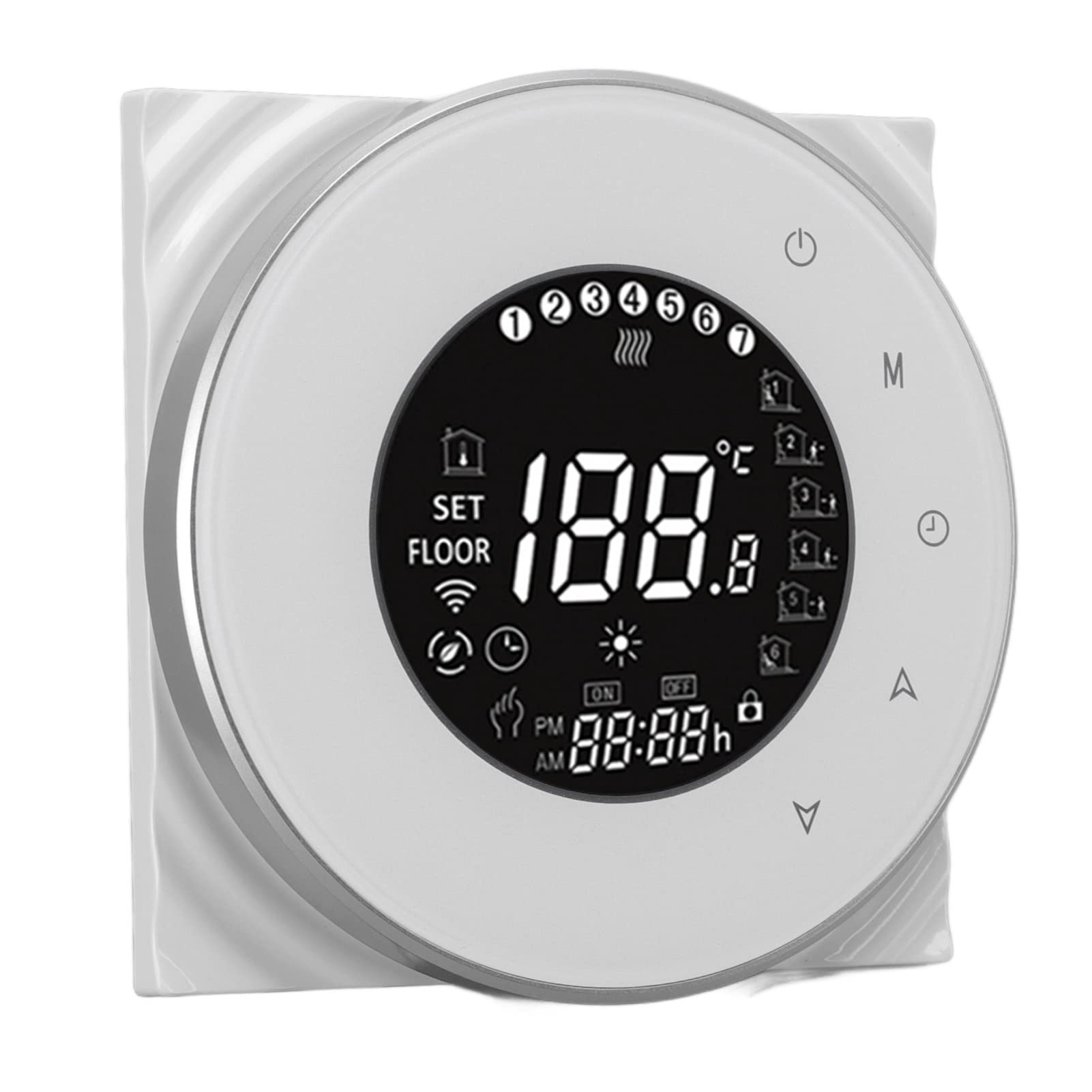 Fdit Smarter WiFi-Fußbodenheizungsthermostat mit Hoher Genauigkeit, Sprachsteuerung für Elektrische Heizsysteme, LCD-Touchscreen für Smart Home, Weiße Farbe