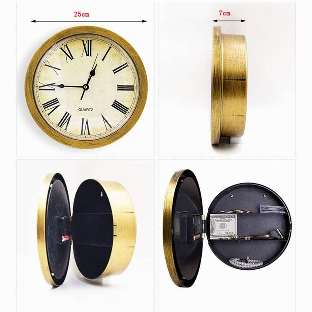 Horloge murale coffre-fort secret avec compartiment caché pour bijoux, argent et objets de valeur - Boîte de stockage
