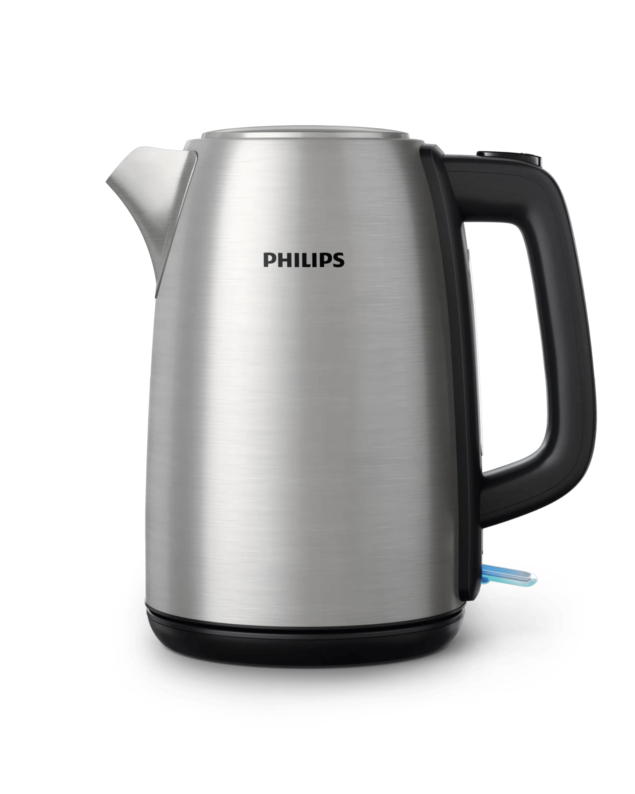 Philips Wasserkocher Viva Collection, Metall, 1,7 L | Mit Kontrollanzeige, 360°-Pirouettenbasis, Mikro-Sieb-Filter, Blaue Leuchtanzeige (HD9351/90)