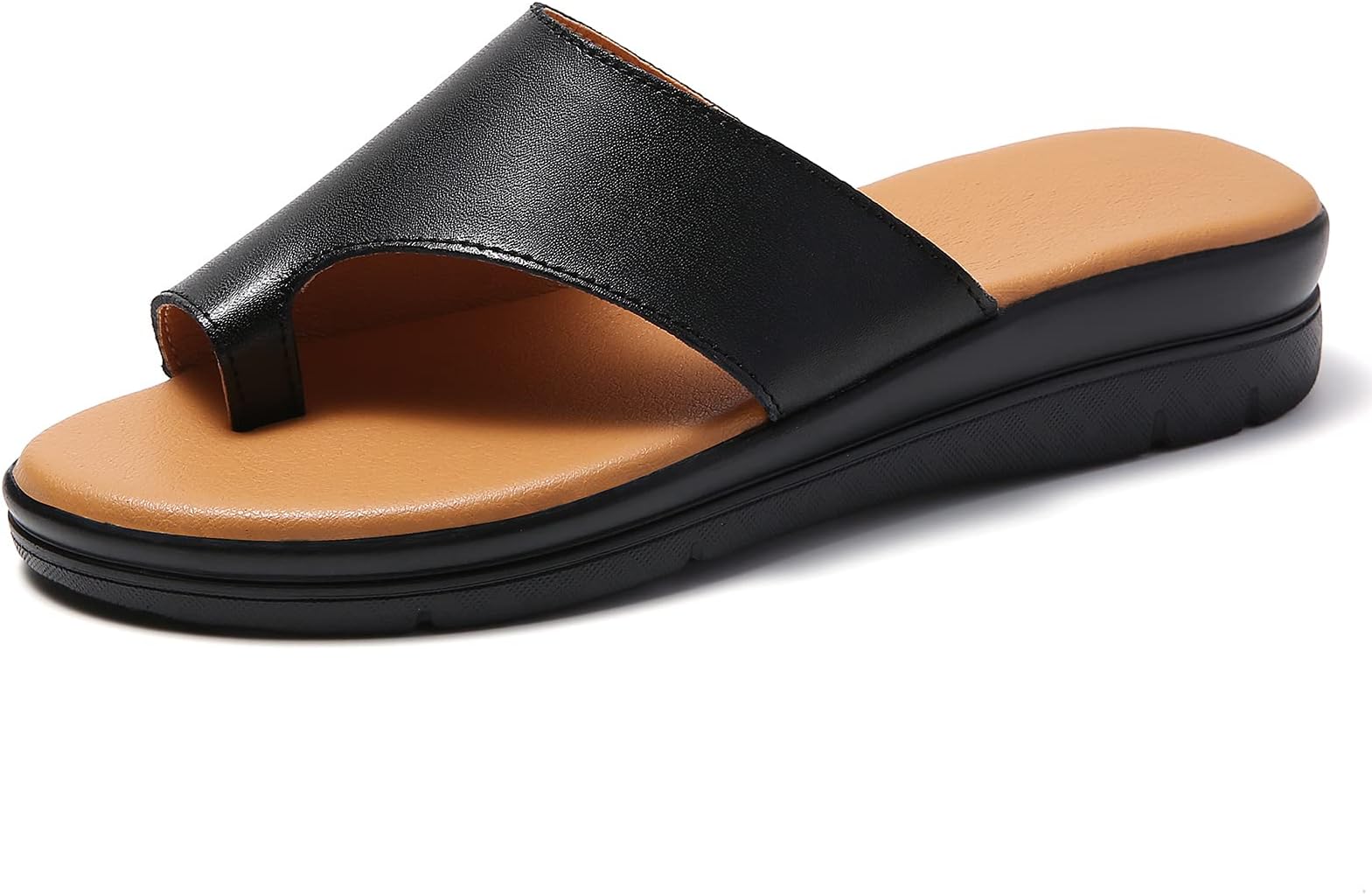 Bunion Sandals For Women Comfy - Bunion Corrector Platform Shoes BSP-2 Genuine Leather Women Flip-Flop Light Weight Ladys Shoes Wedge Sandals Black Gold Brown White
