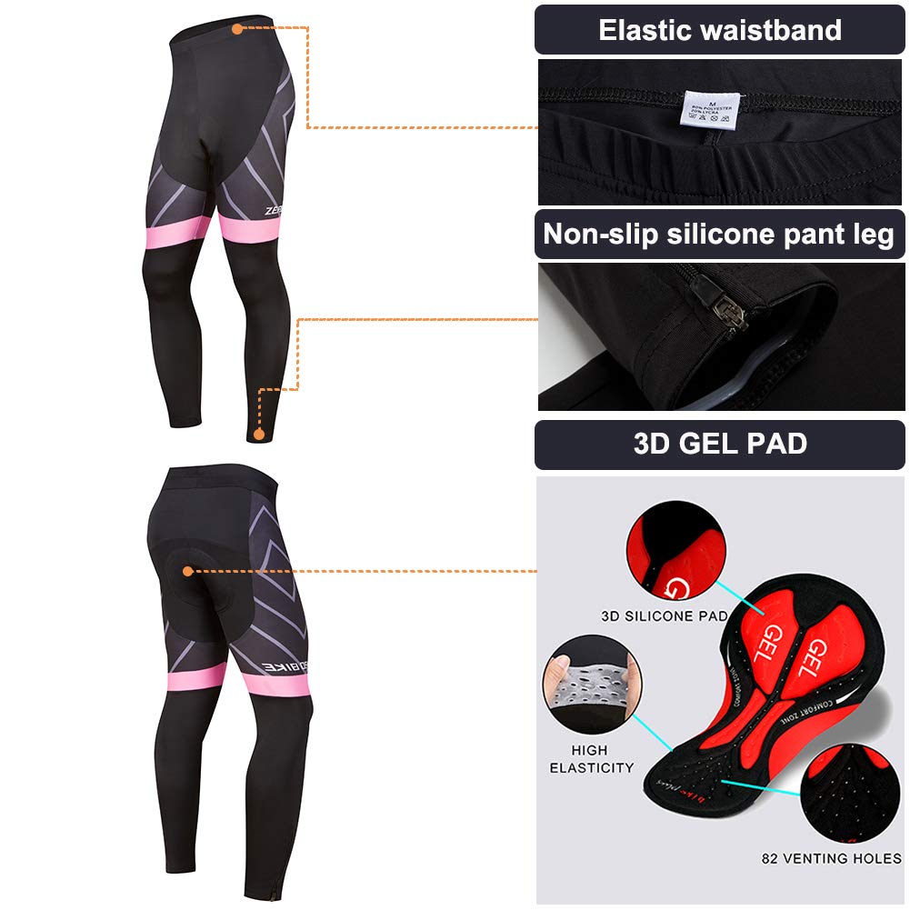 Femmes Vélo Cyclisme Respirant à séchage Rapide Maillots Set, Jersey Cycle Manches Longues Veste + 3D Coussin Rembourré Serré Pantalon de Cyclisme