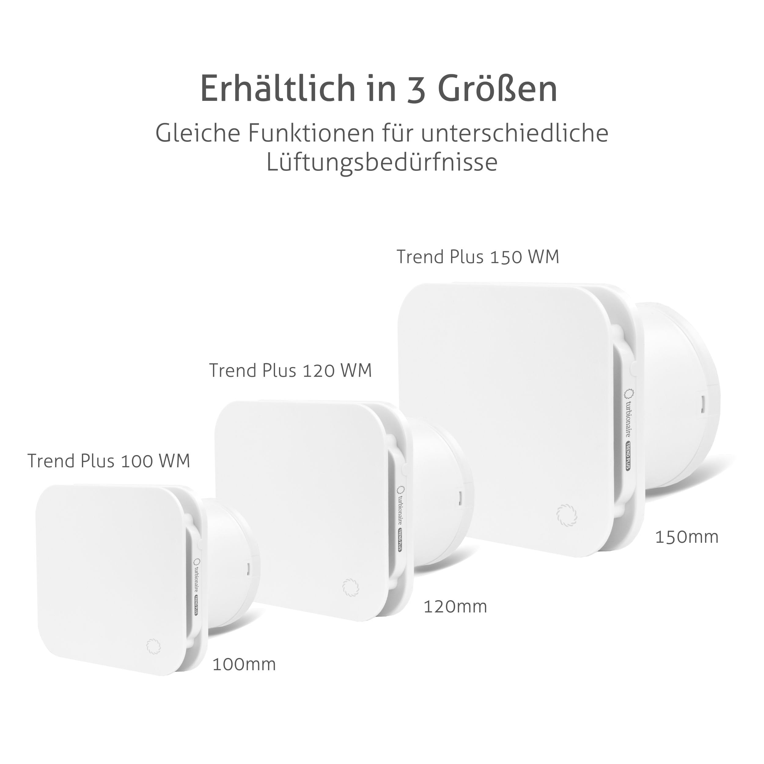 Turbionaire Trend Plus 100 WM 100 mm Leise Badlüfter, Fernbedienung, Multifunktion, 7 Geschwindigkeiten + Boost, 22dB, Rückstauklappe, Timer, Energiesparend 5,7 W, 3 Jahre Garantie