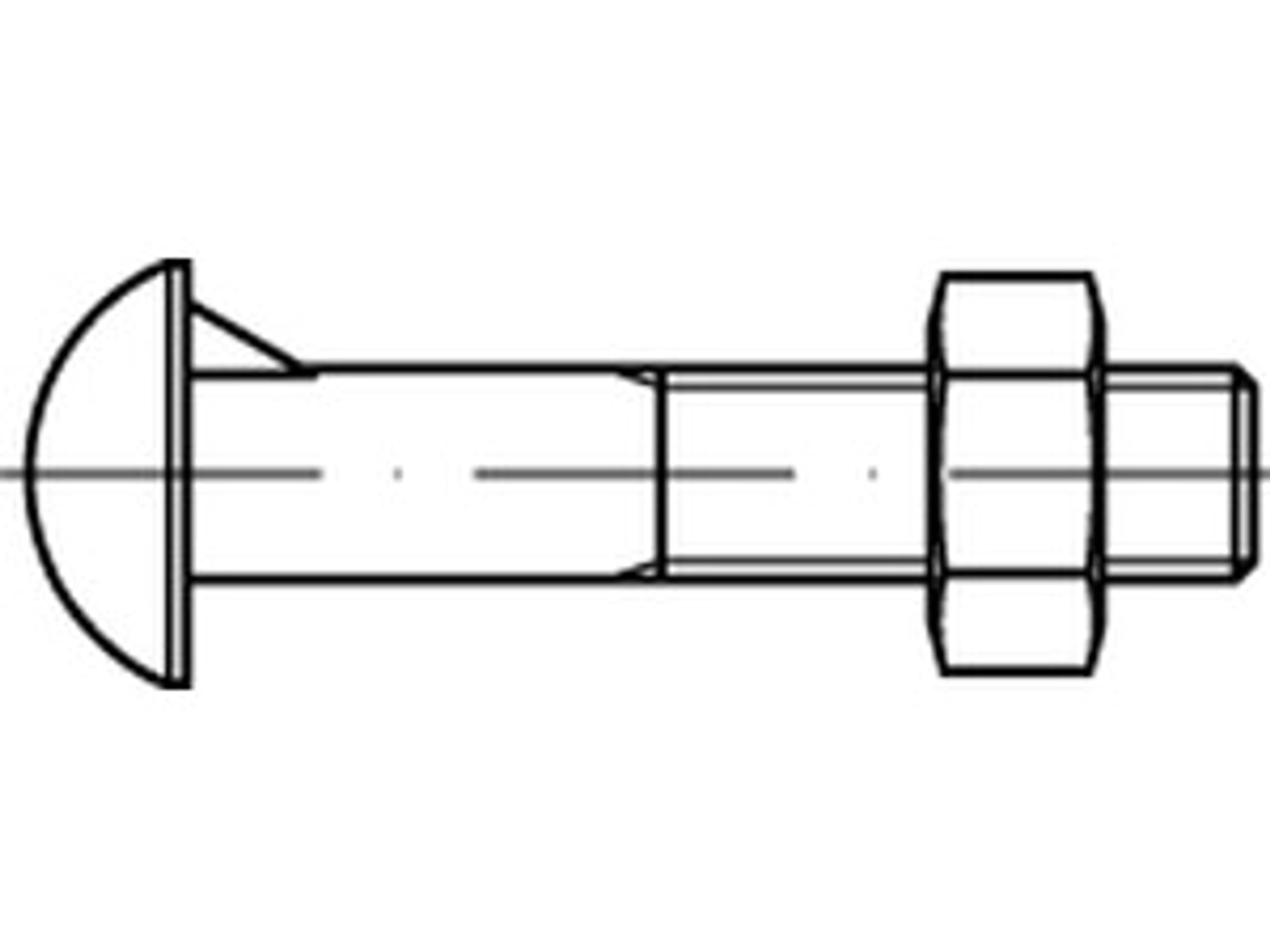 DIN 607 Halbrundschraube M10x30 Stahl 4.6 blank m. Nase u. Mutter 200 Stk