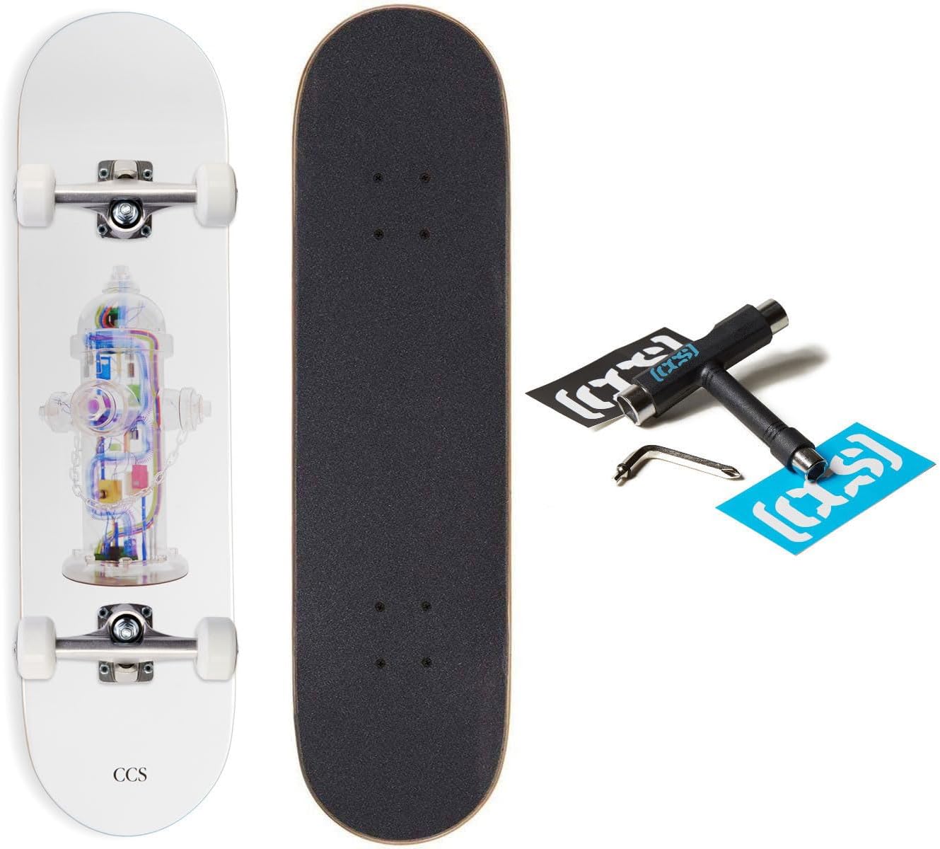 [CCS] Going Clear Hydrant Skateboard Complete | Maple Wood | Professional Grade | Fully Assembled with Skate Tool & Stickers | Adults, Kids, Teens, Youth | Boys & Girls