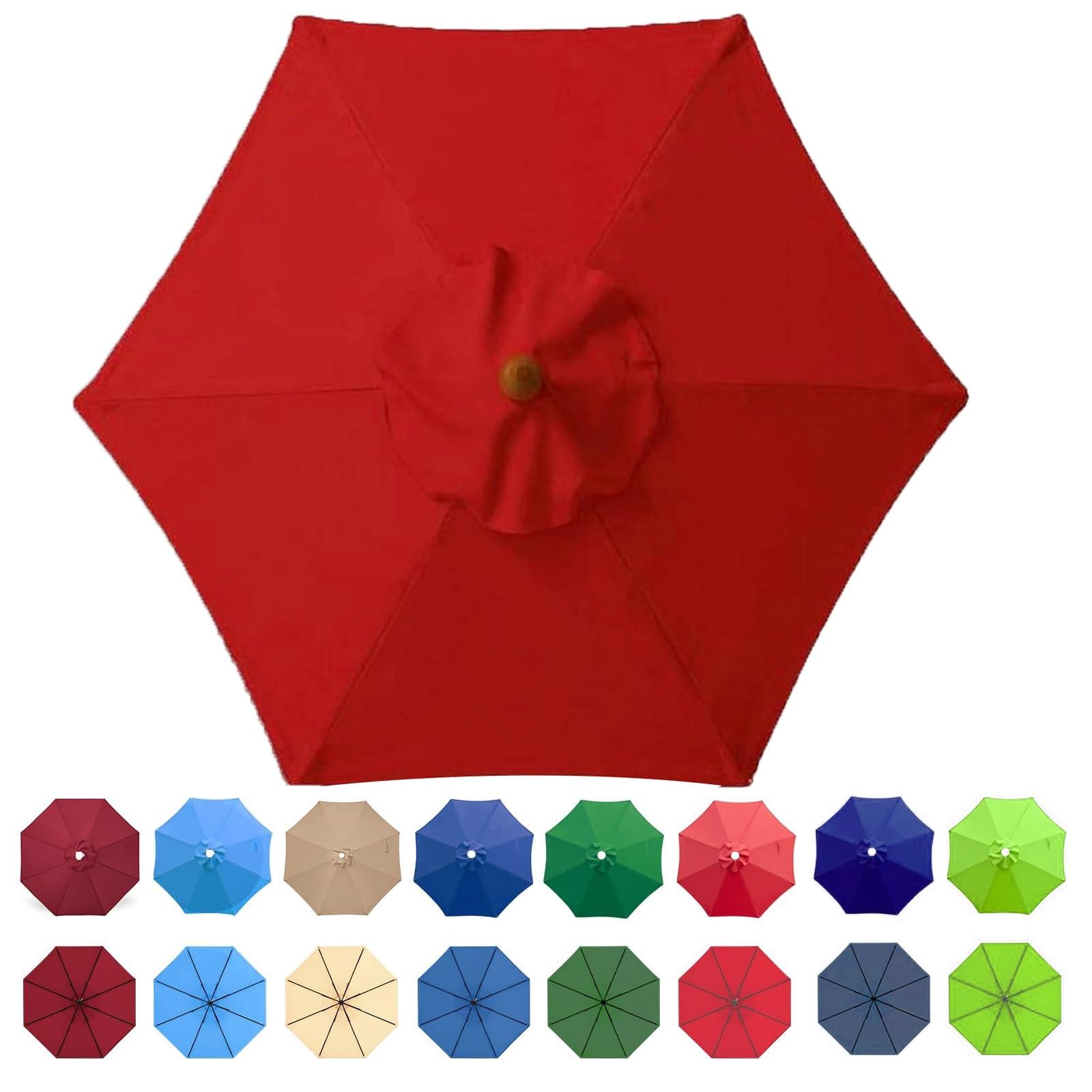 DPAOZPO Cloth Umbrella Replacement Canopies, 6 Arms 8 Arms Umbrella Replacement Cloth For Garden Umbrella, Patio Umbrella Canopy Replacement Cover (Color : Red, Size : 3m/9.8ft (6Rib))