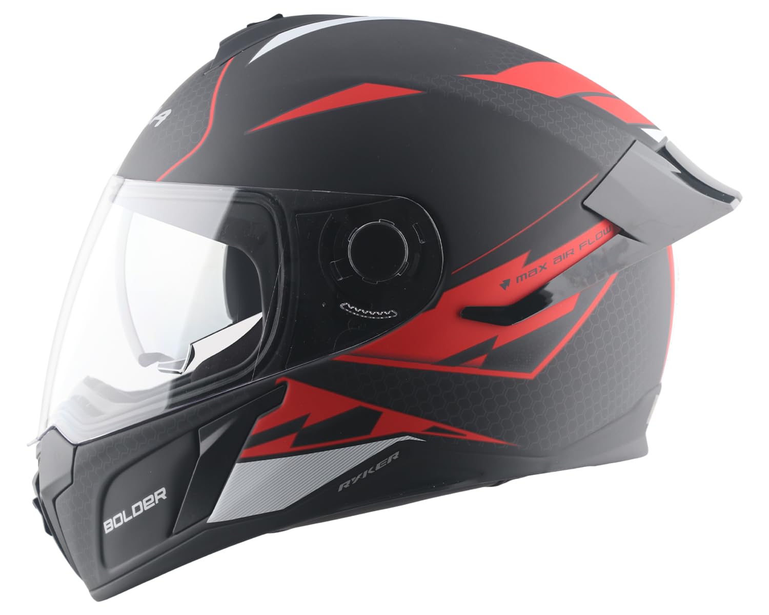 Vega Ryker Bolder ISI Certified Matt Finish Full Face Dual Visor Helmet for Men and Women Outer Clear Visor and Inner Smoke Sun Visor(Dull Black Red, Size:L) Vega Ryker Bolder ISI Certified Matt Finish Full Face Dual Visor Helmet for Men and Women Outer Clear Visor and Inner Smoke Sun Visor(Dull Black Red, Size:L)