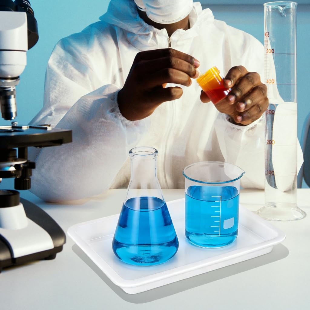 STOBAZA Plateau De Laboratoire 4 Pièces Résistant Aux Acides Et Alcalis Plateau en Plastique Étanche pour Expériences Scientifiques Et Confinement D'Échantillons